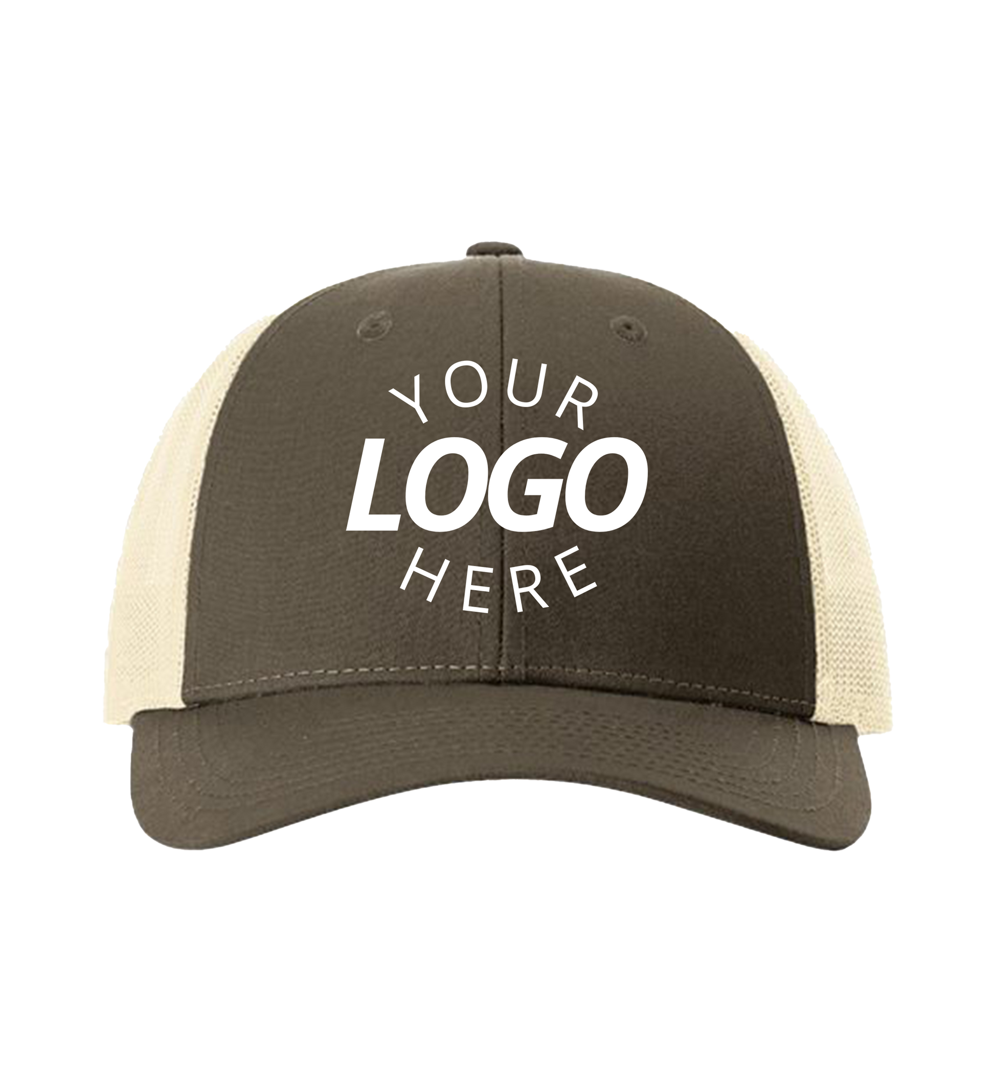 Snapback chocolate chip / birch trucker cap with logo on the front