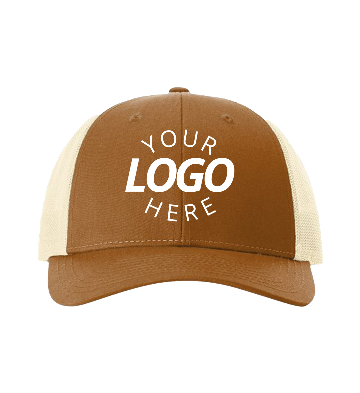 Snapback carmel / birch trucker cap with logo on the front