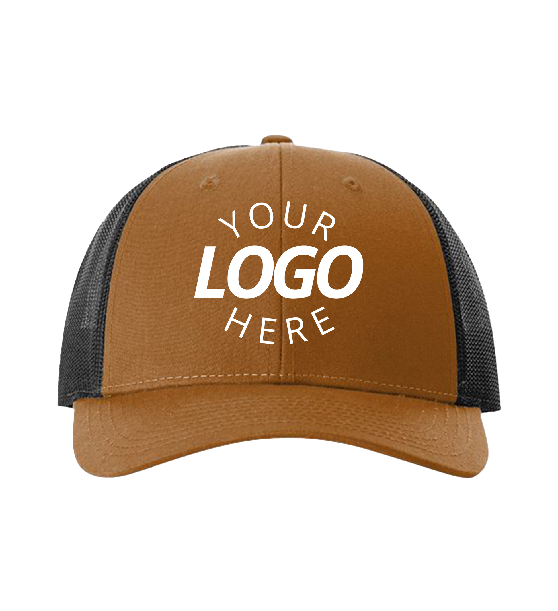 Snapback carmel / blacktrucker cap with logo on the front