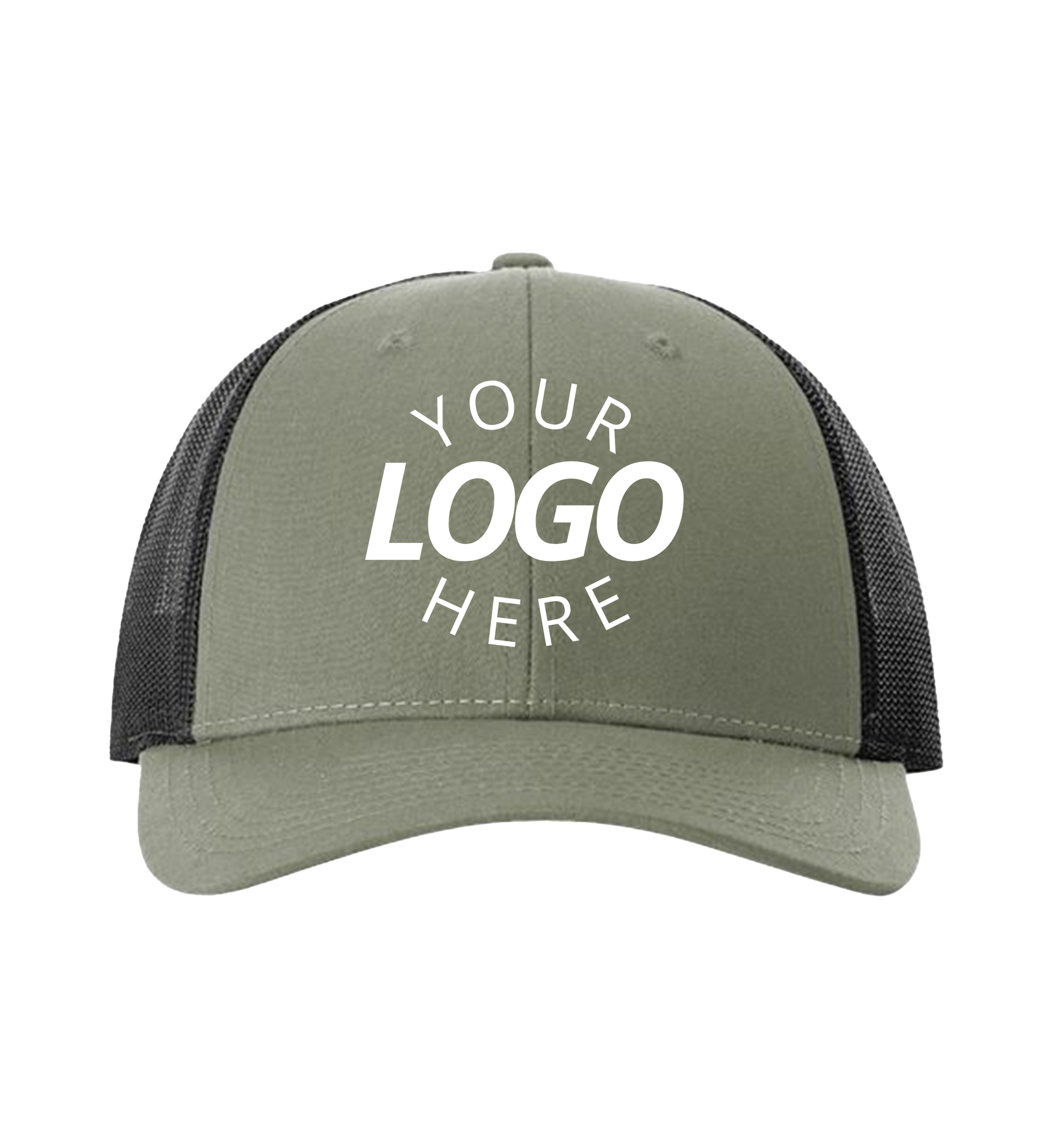 Snapback loden green / black trucker cap with logo on the front