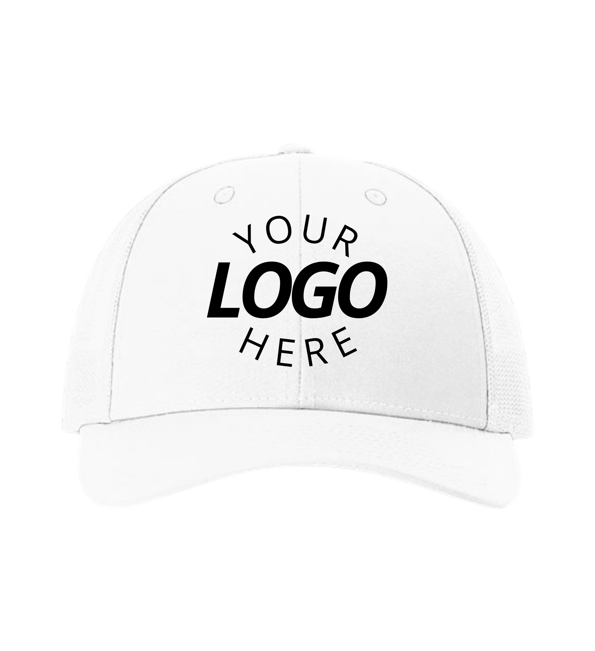 Snapback white trucker cap with logo on the front