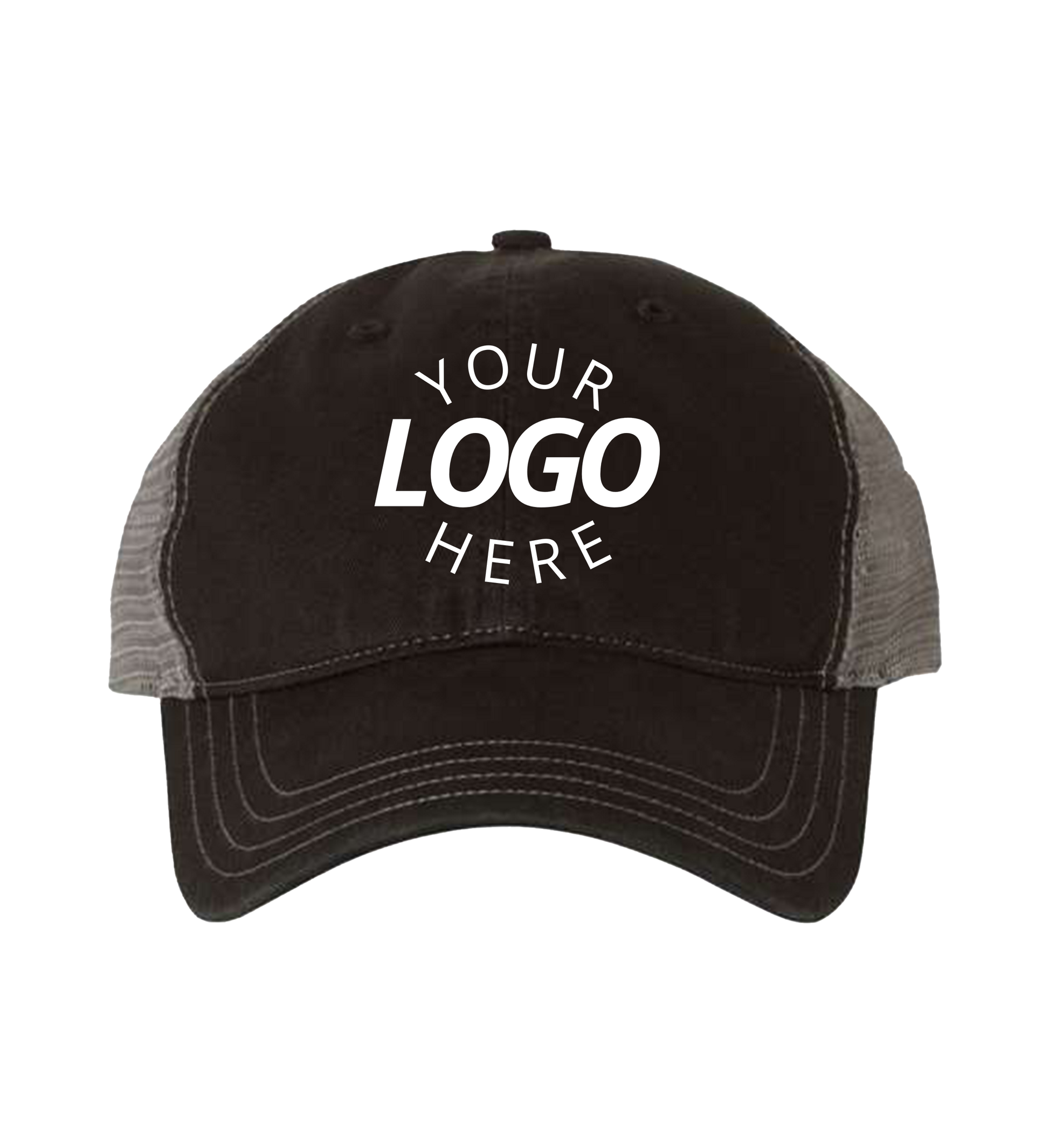 Garment-Washed Trucker Cap Black charcoal