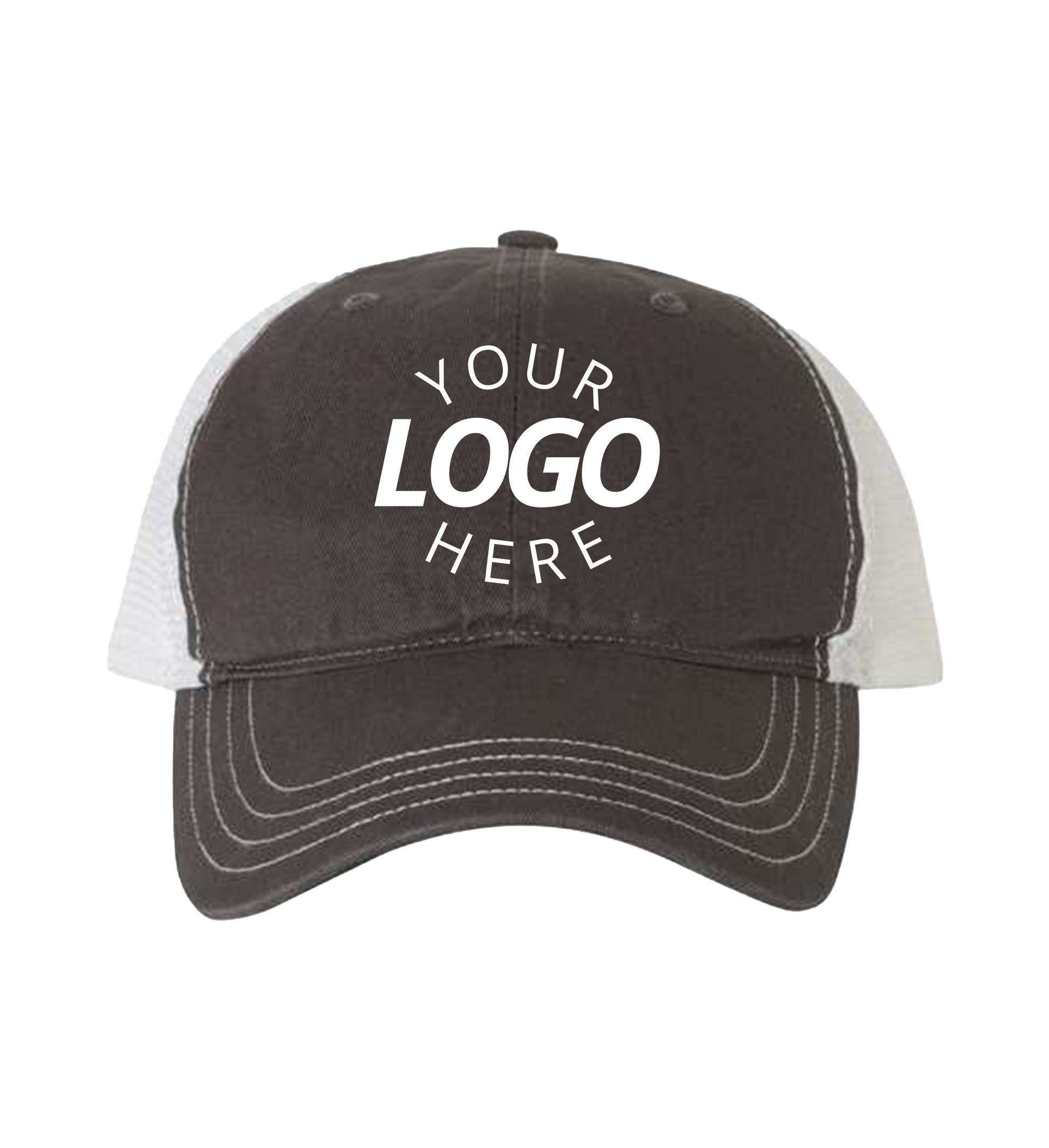 Garment-Washed Trucker Cap Charcoal White