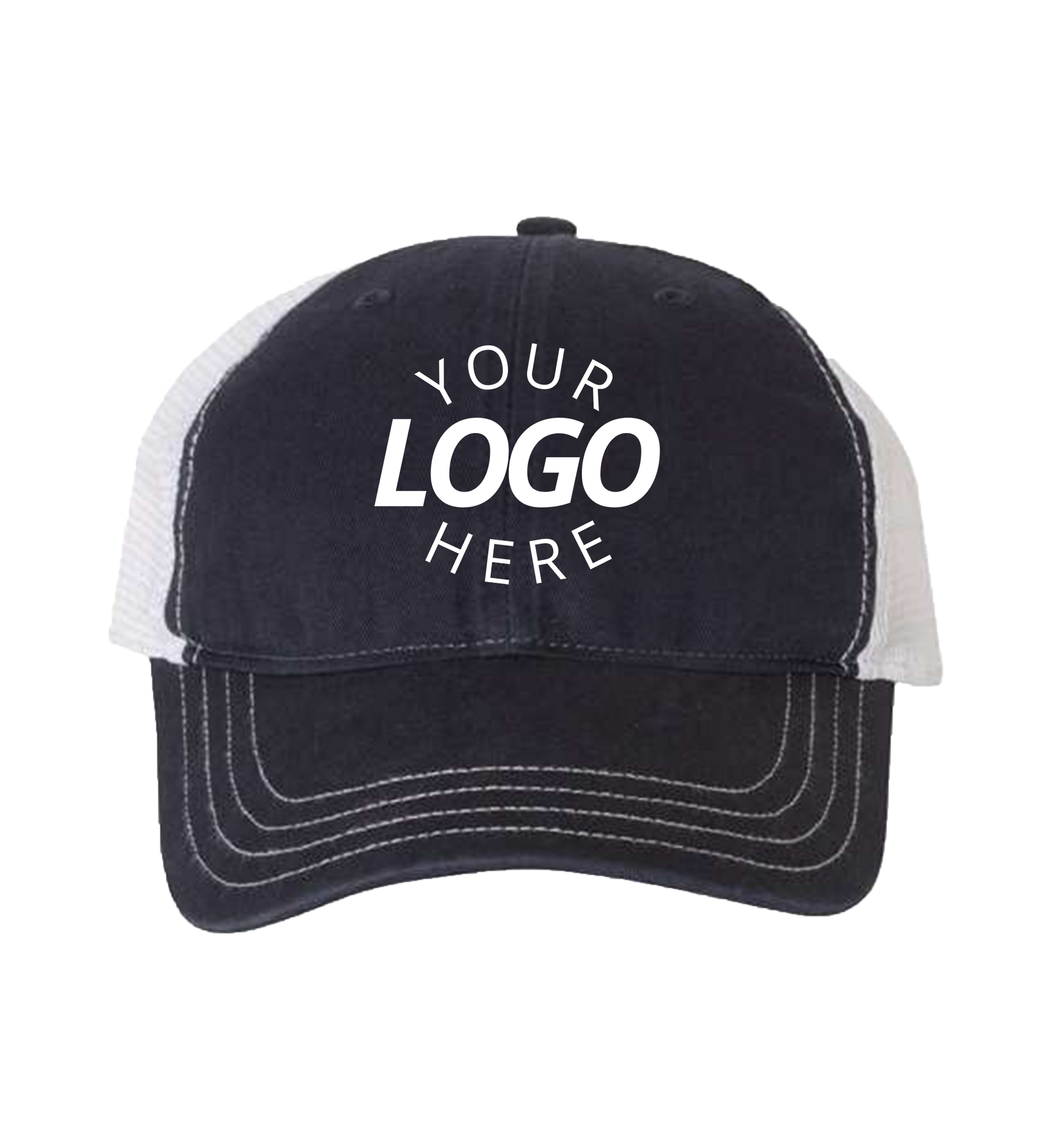 Garment-Washed Trucker Cap Navy/White