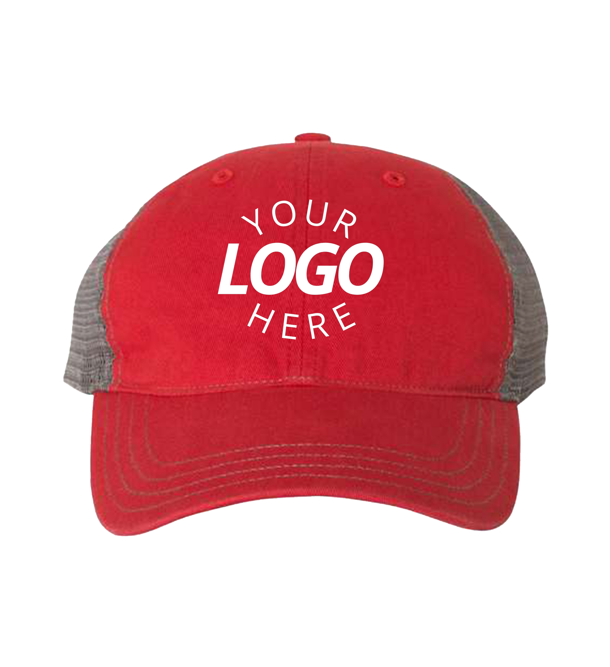 Garment-Washed Trucker Cap Red/Charcoal