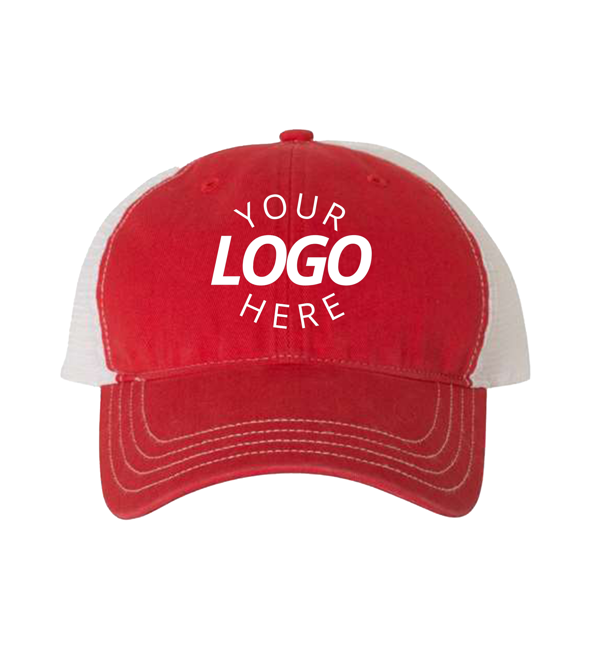 Garment-Washed Trucker Cap Red/White