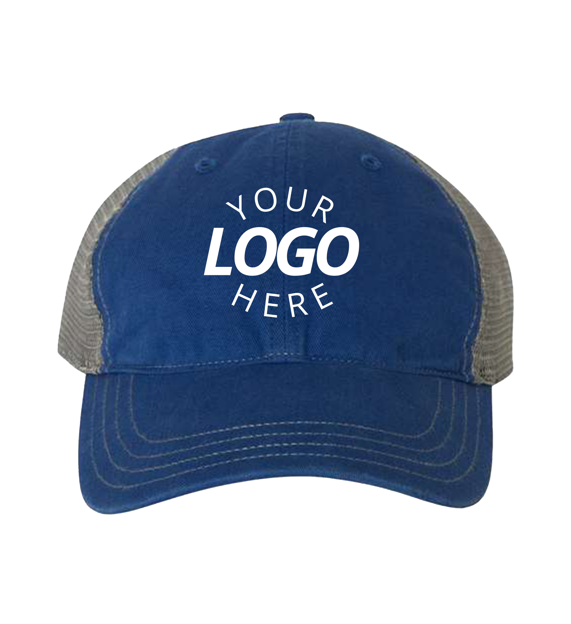 Garment-Washed Trucker Cap Royal/Charcoal