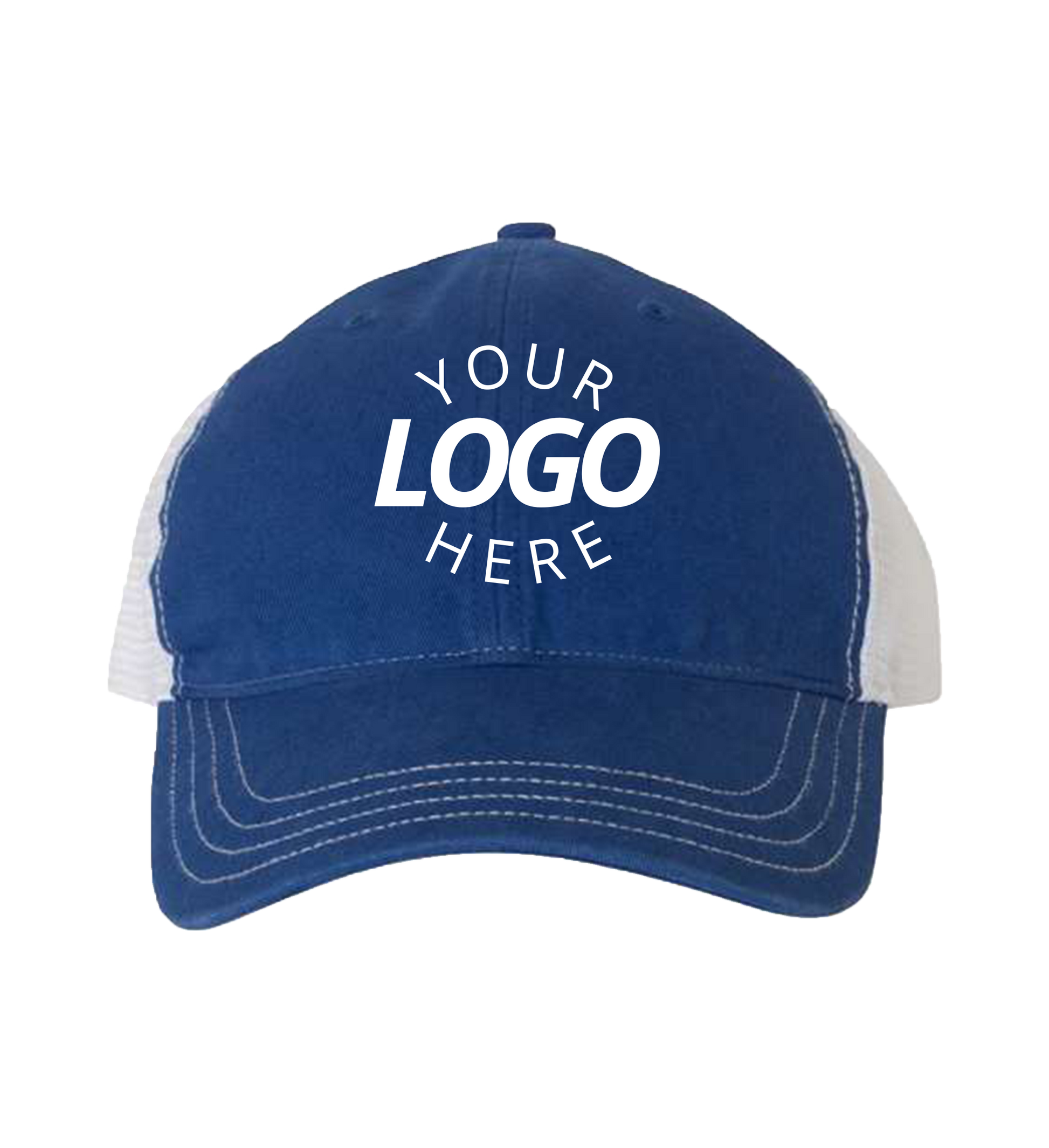 Garment-Washed Trucker Cap Royal/White