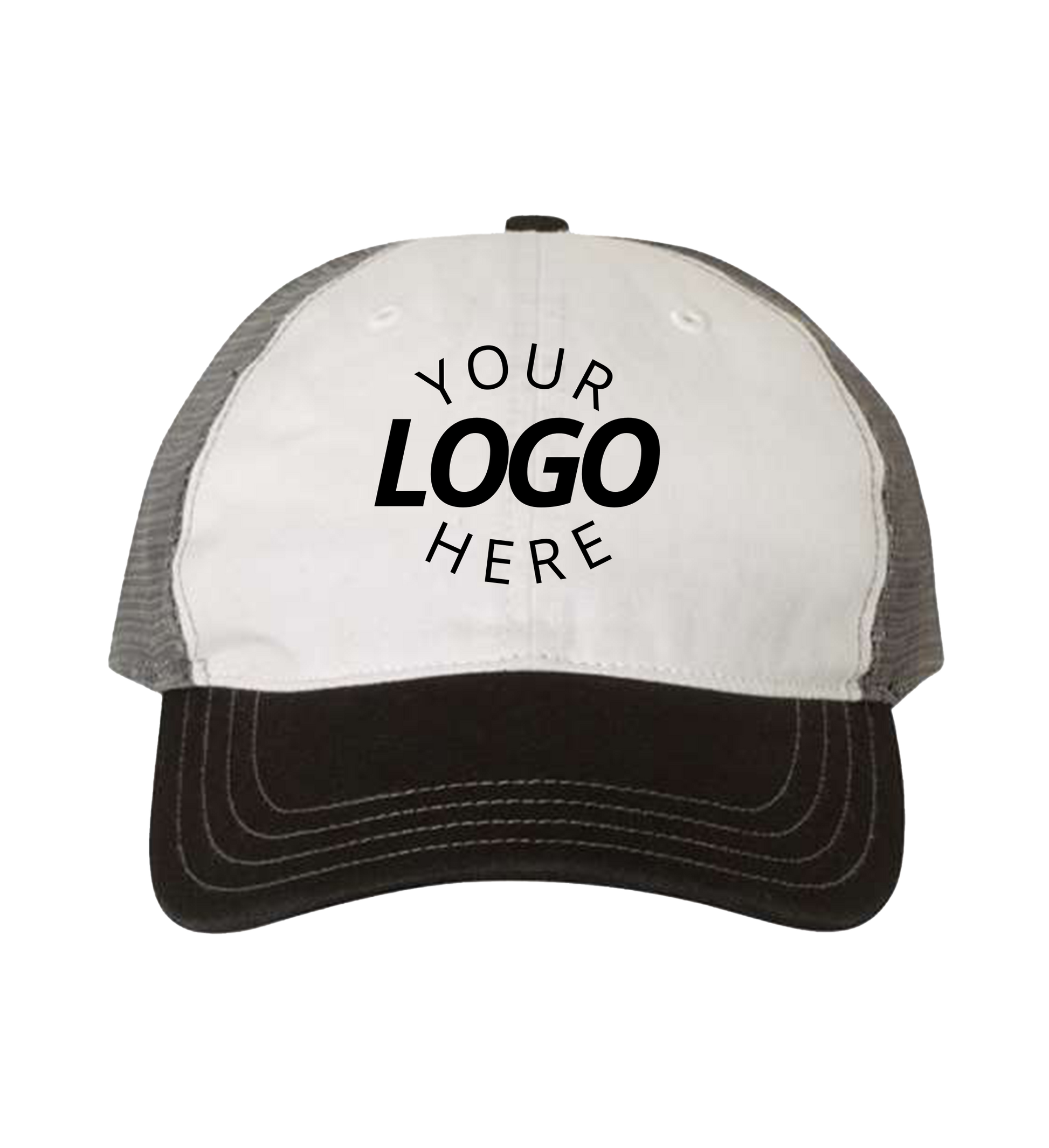 Garment-Washed Trucker Cap White/Charcoal/Black