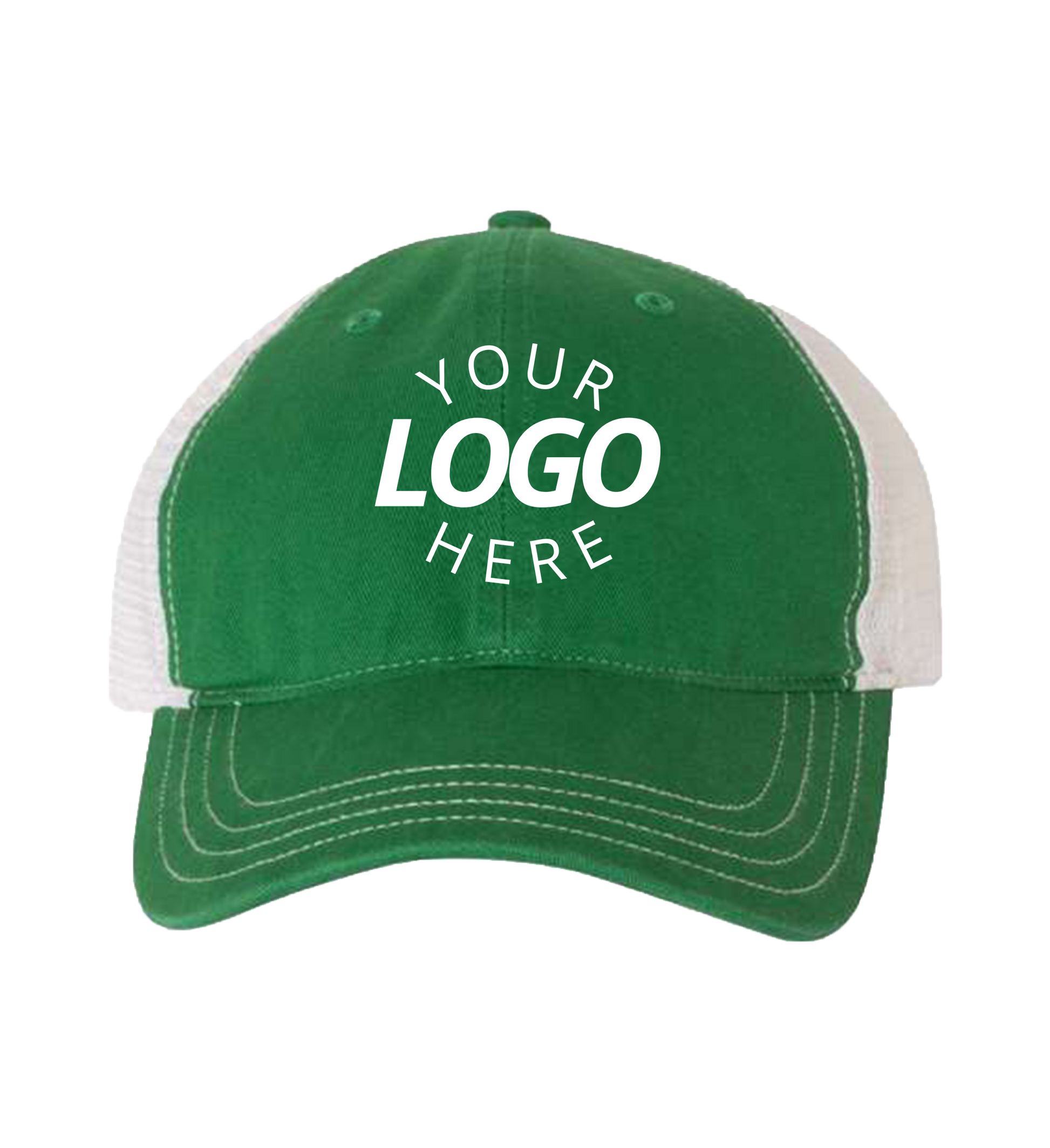 Garment-Washed Trucker Cap Kelly/White