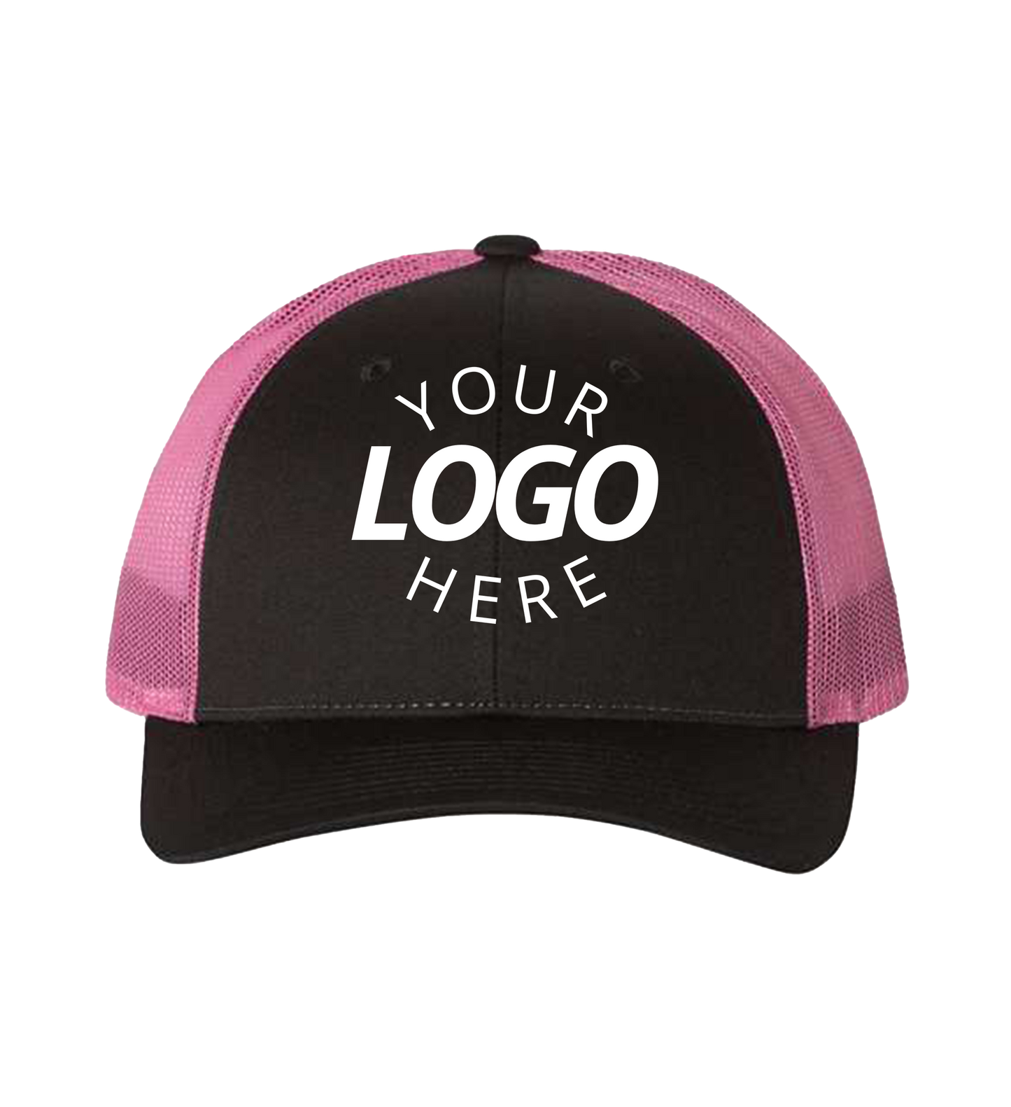 Snapback black / neon pink trucker cap with logo on the front
