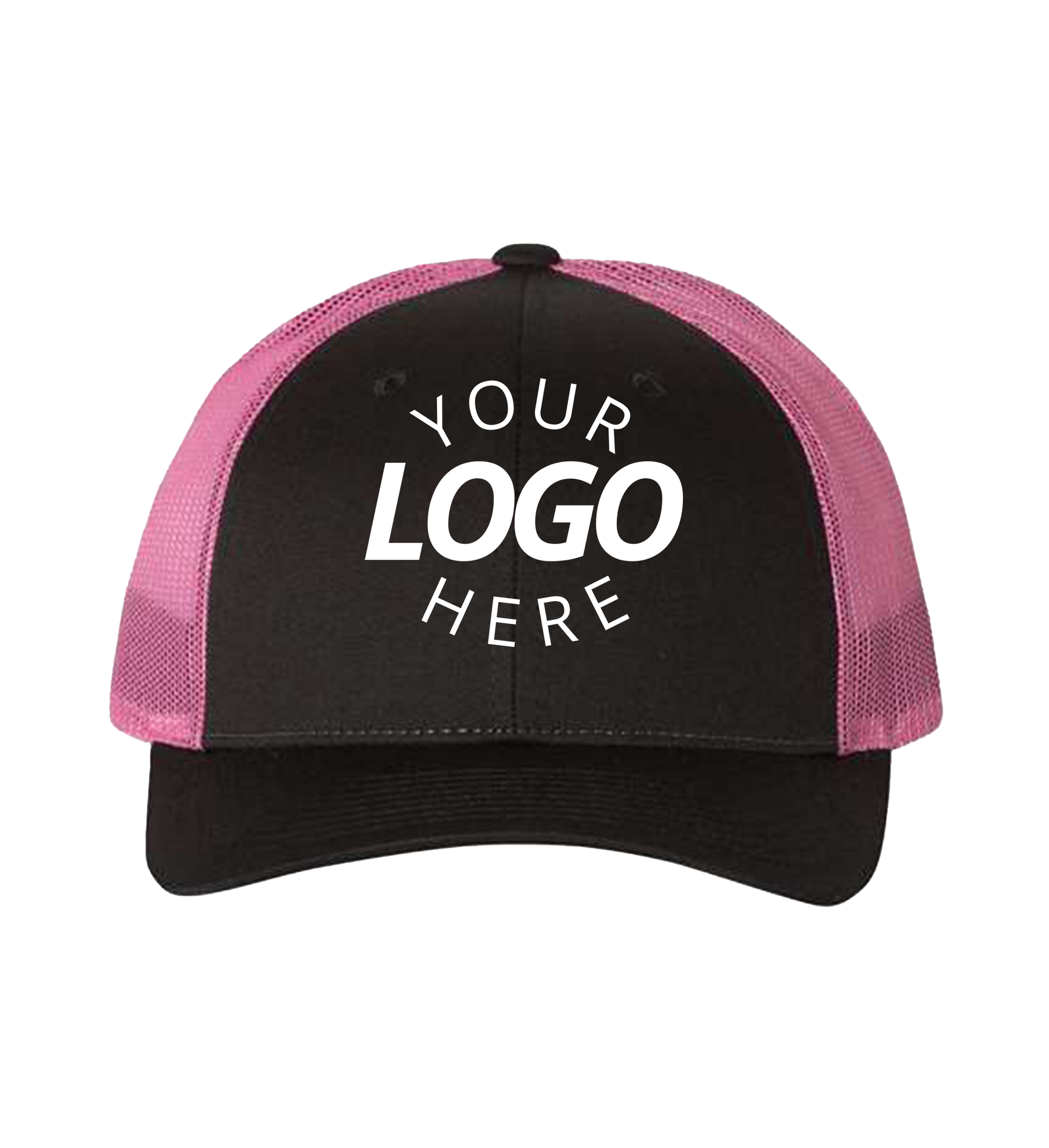 Snapback black / neon pink trucker cap with logo on the front