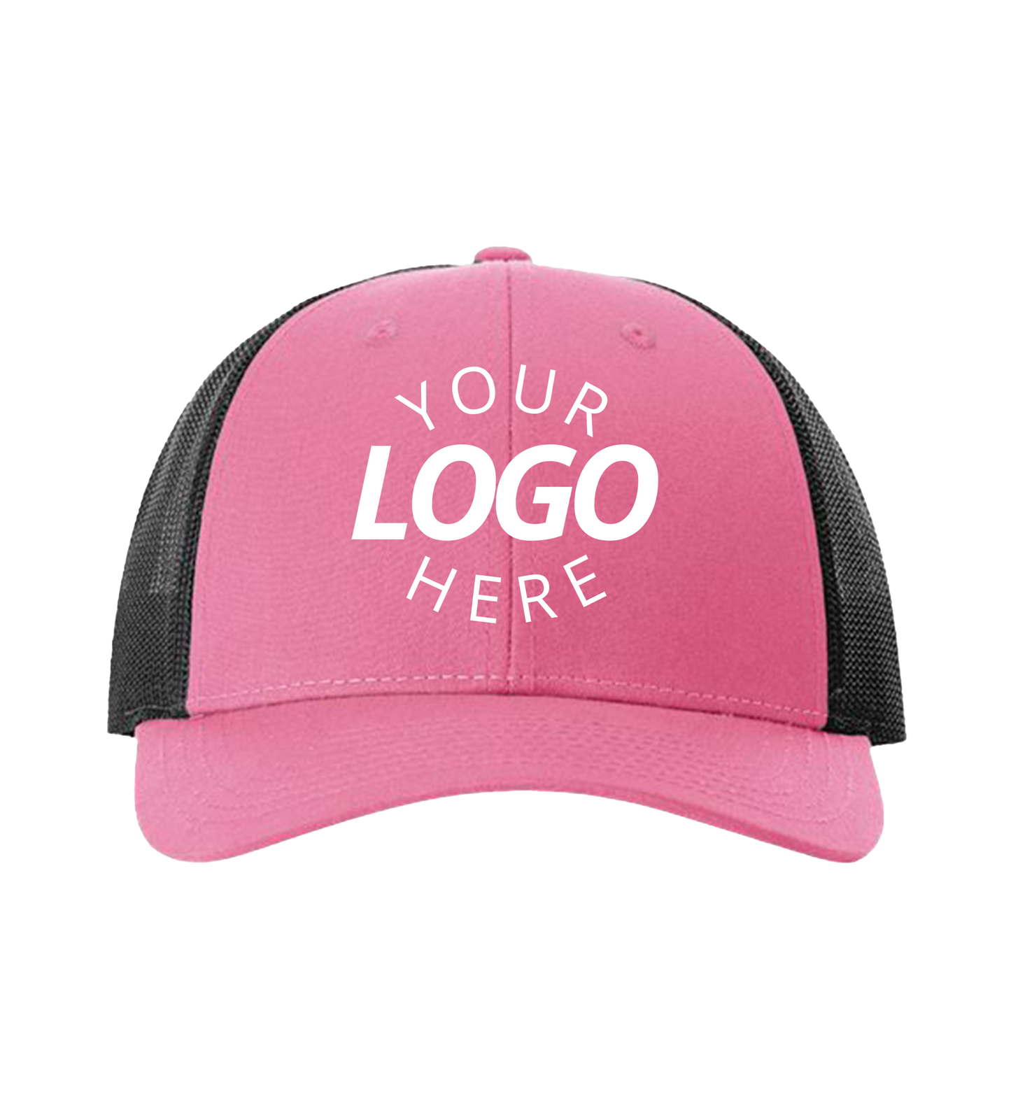 Snapback hot pink / black trucker cap with logo on the front