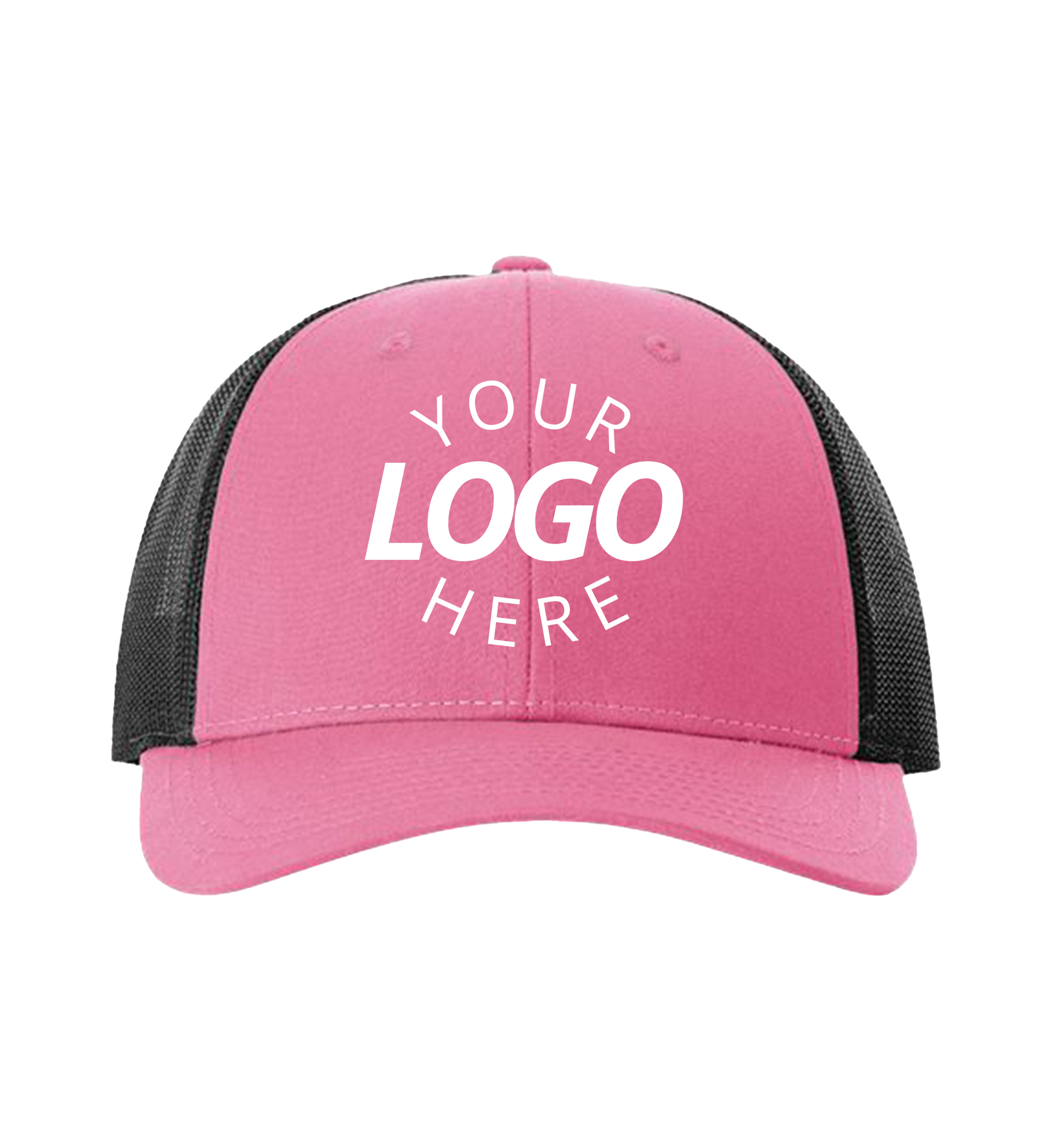 Snapback hot pink / black trucker cap with logo on the front