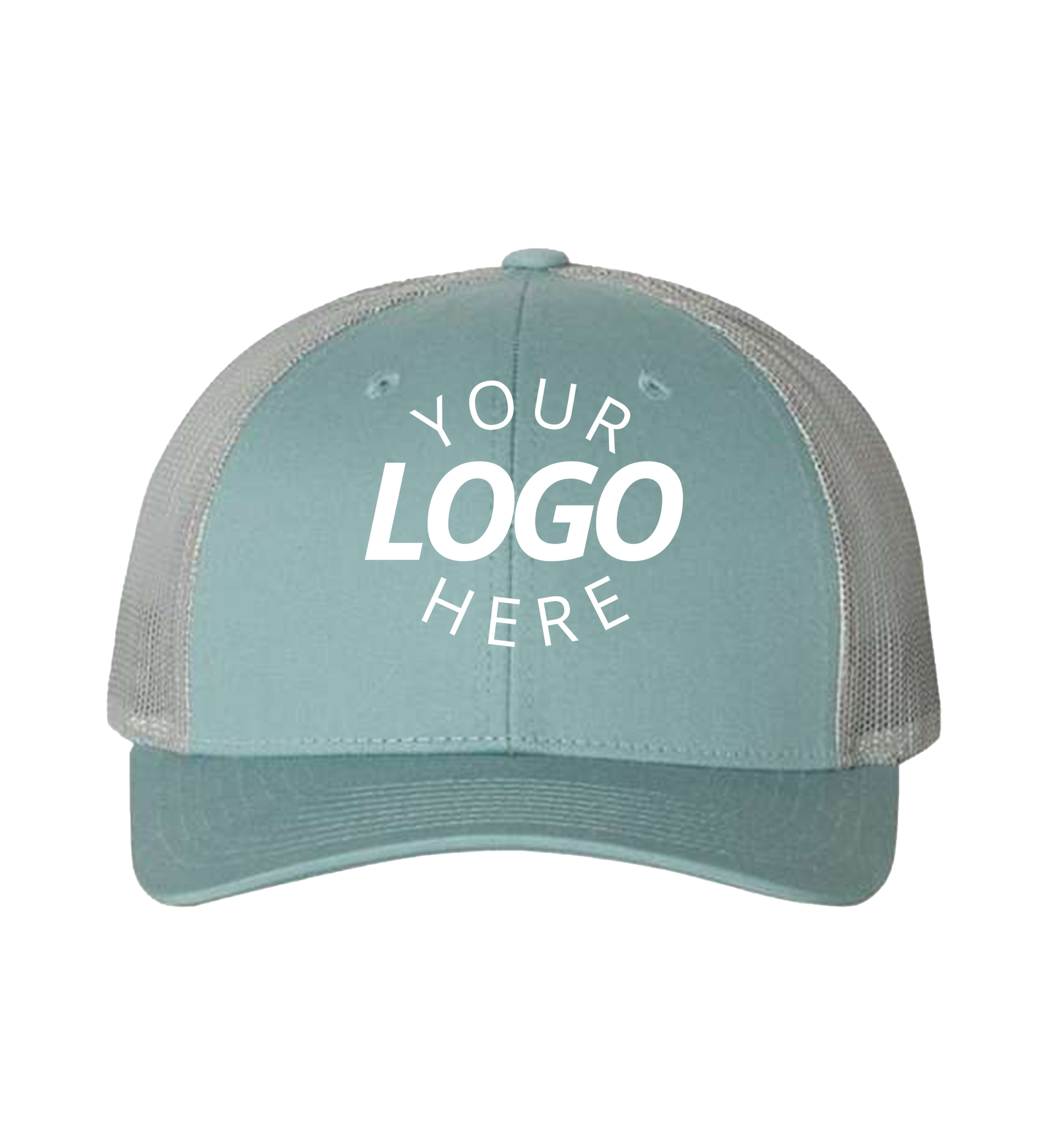 Snapback spruce / birch / light navy trucker cap with logo on the front
