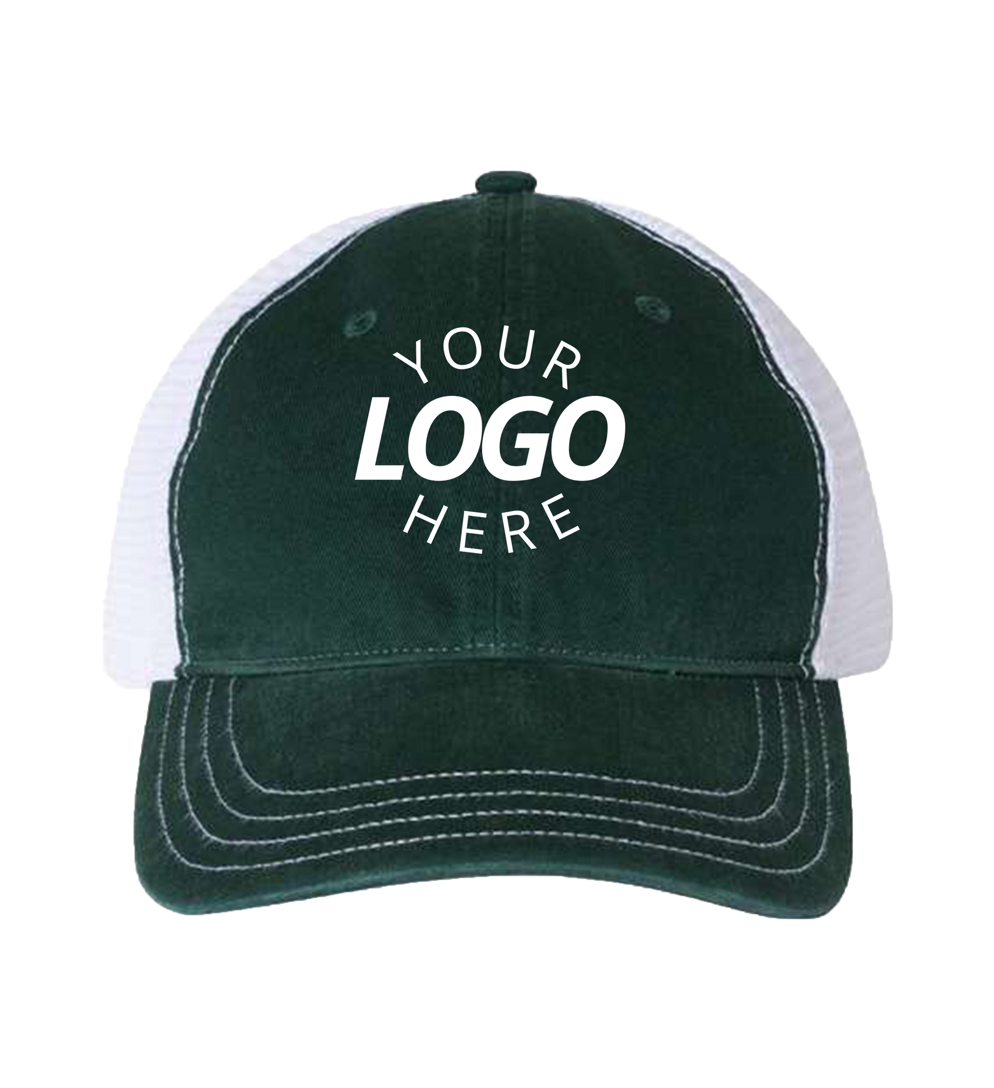 Garment-Washed Trucker Cap Dark green/white