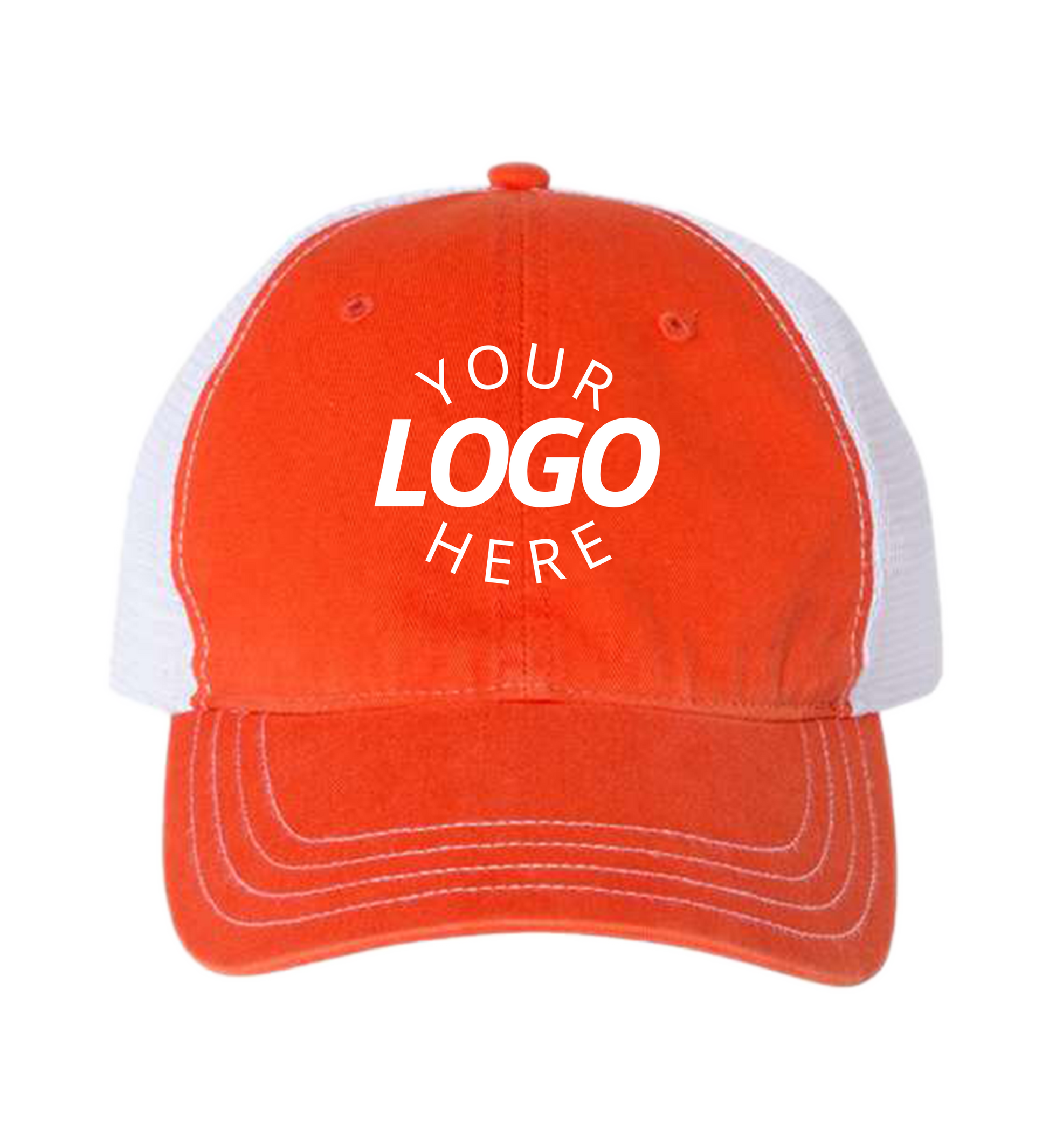 Garment-Washed Trucker Cap Orange/white