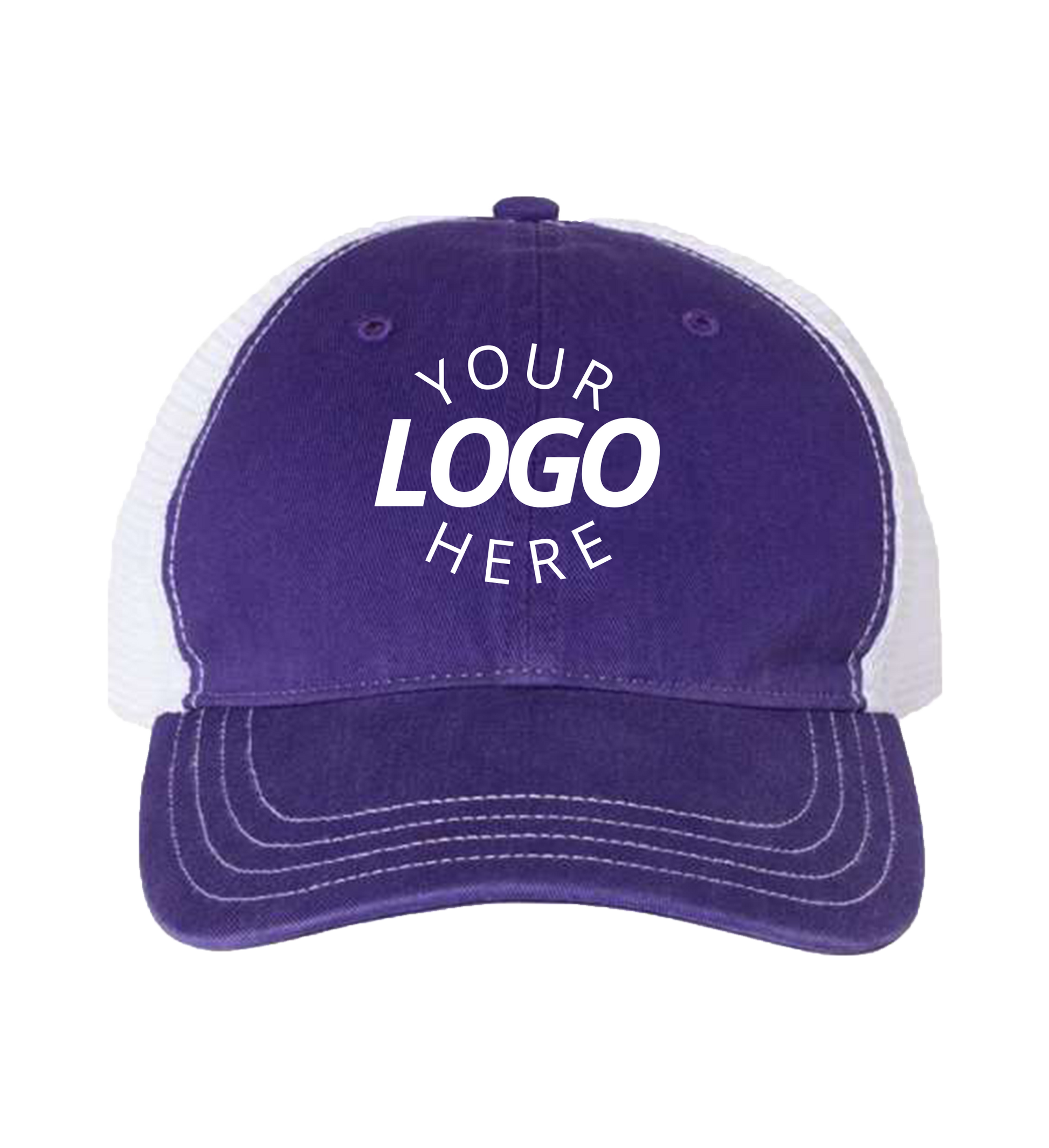 Garment-Washed Trucker Cap Purple/white