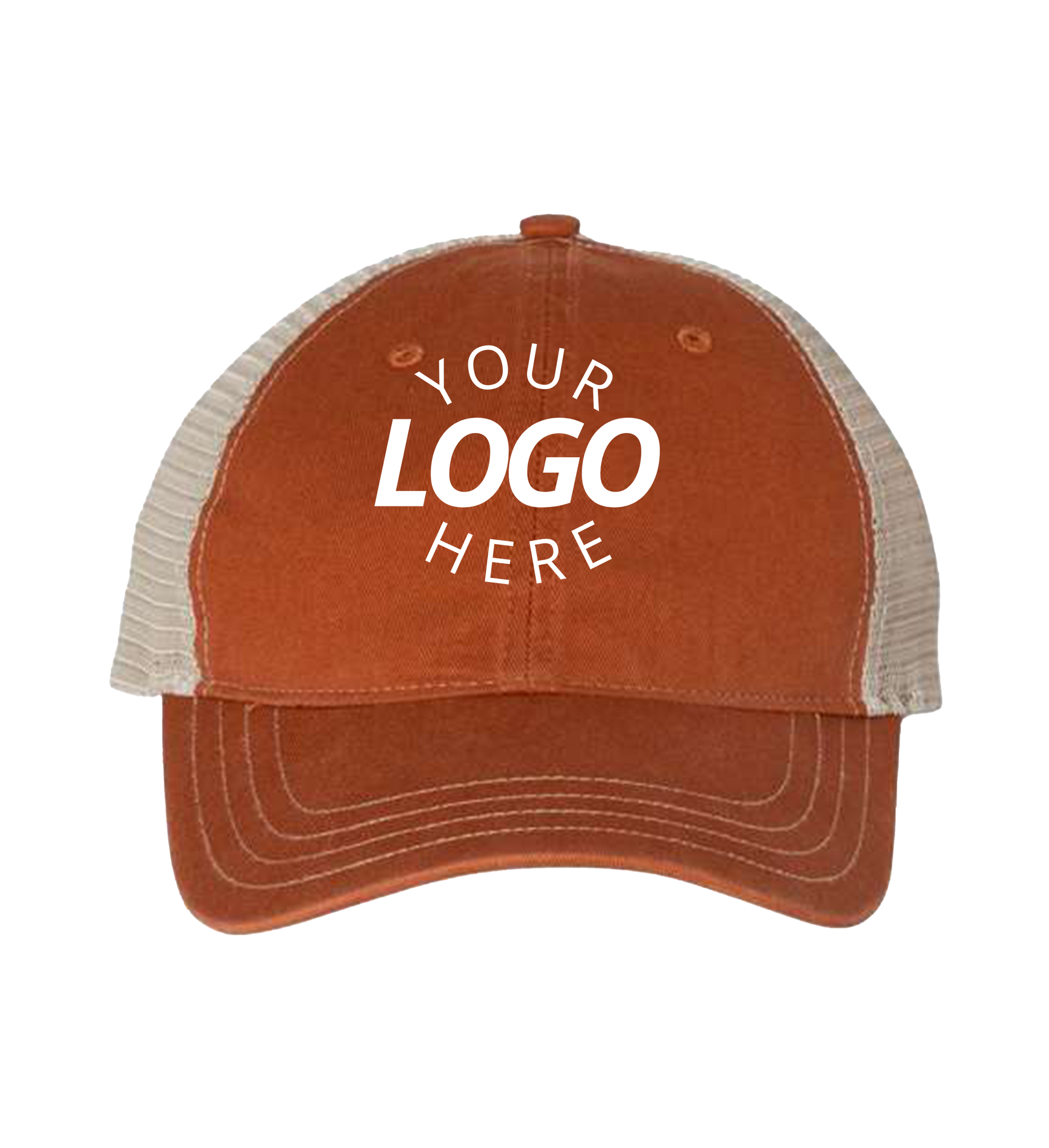 Garment-Washed Trucker Cap Texas Orange/Khaki