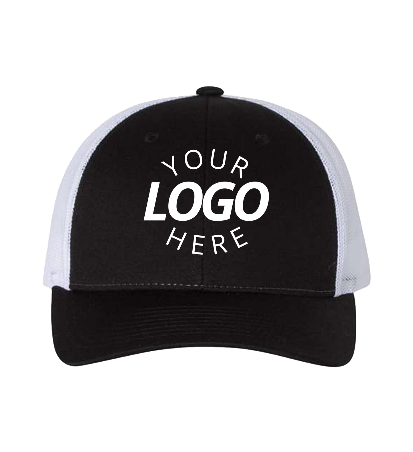 Snapback black/white trucker cap with logo on the front