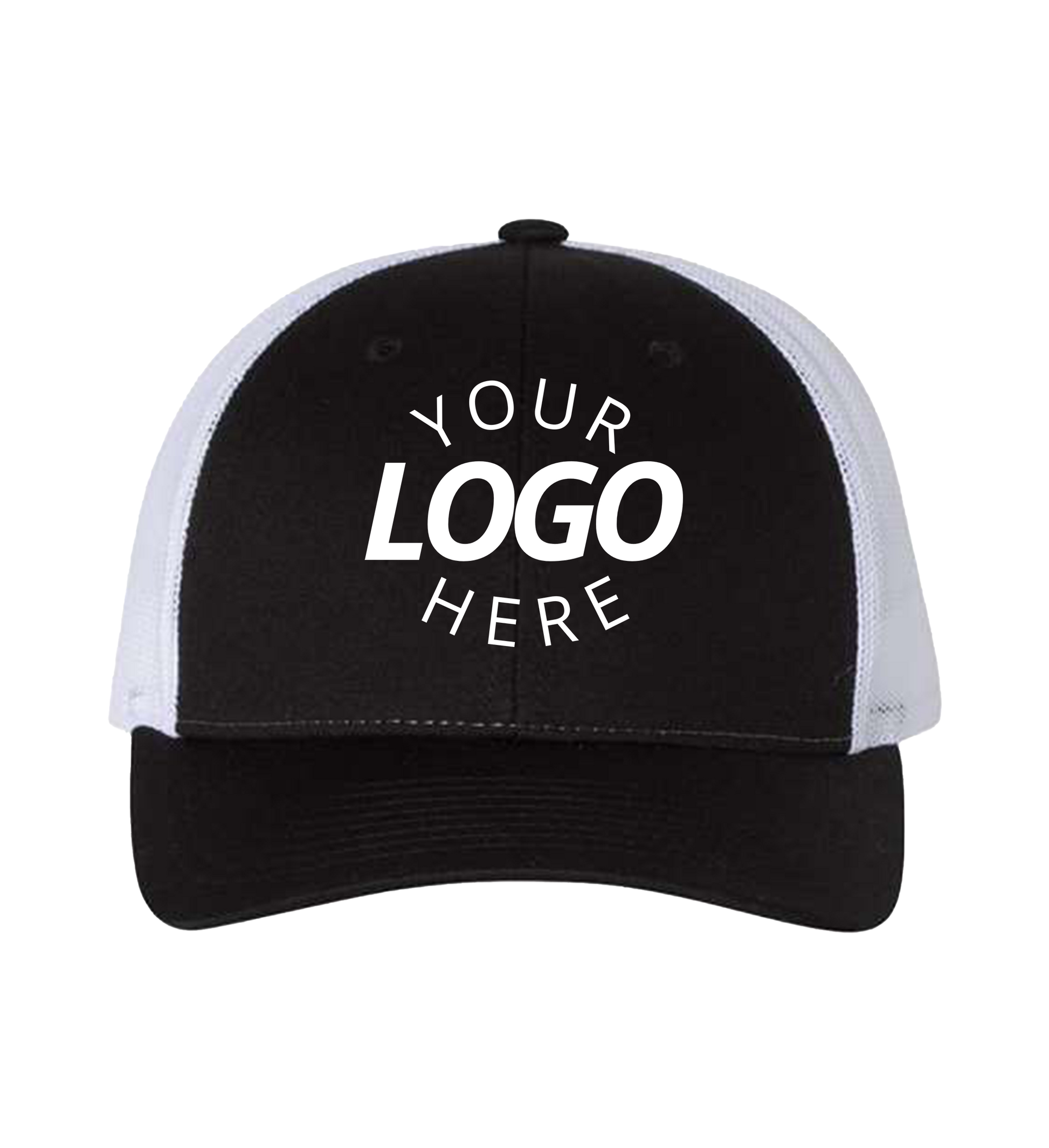 Snapback black/white trucker cap with logo on the front