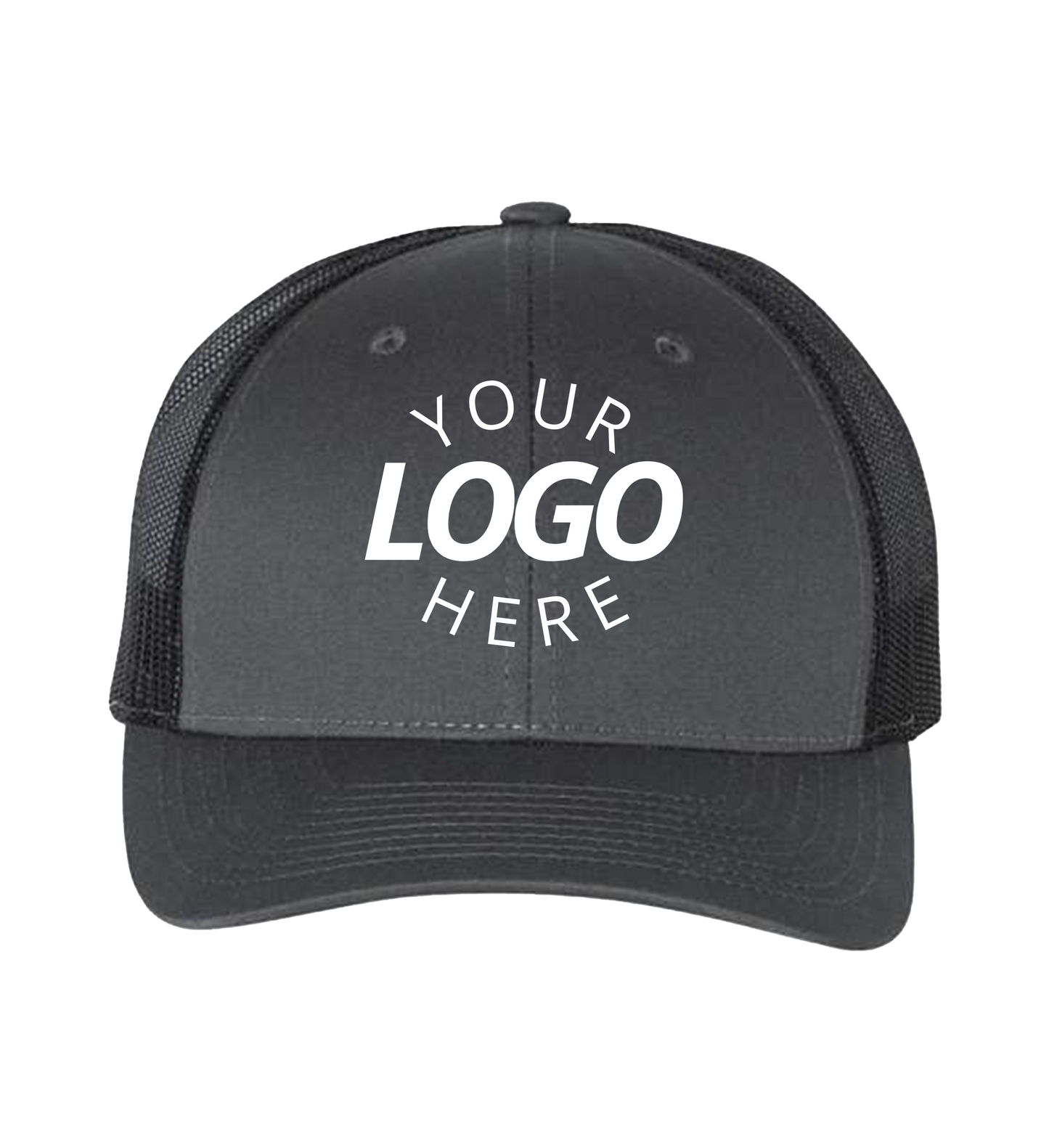 Snapback charcoal / black trucker cap with logo on the front