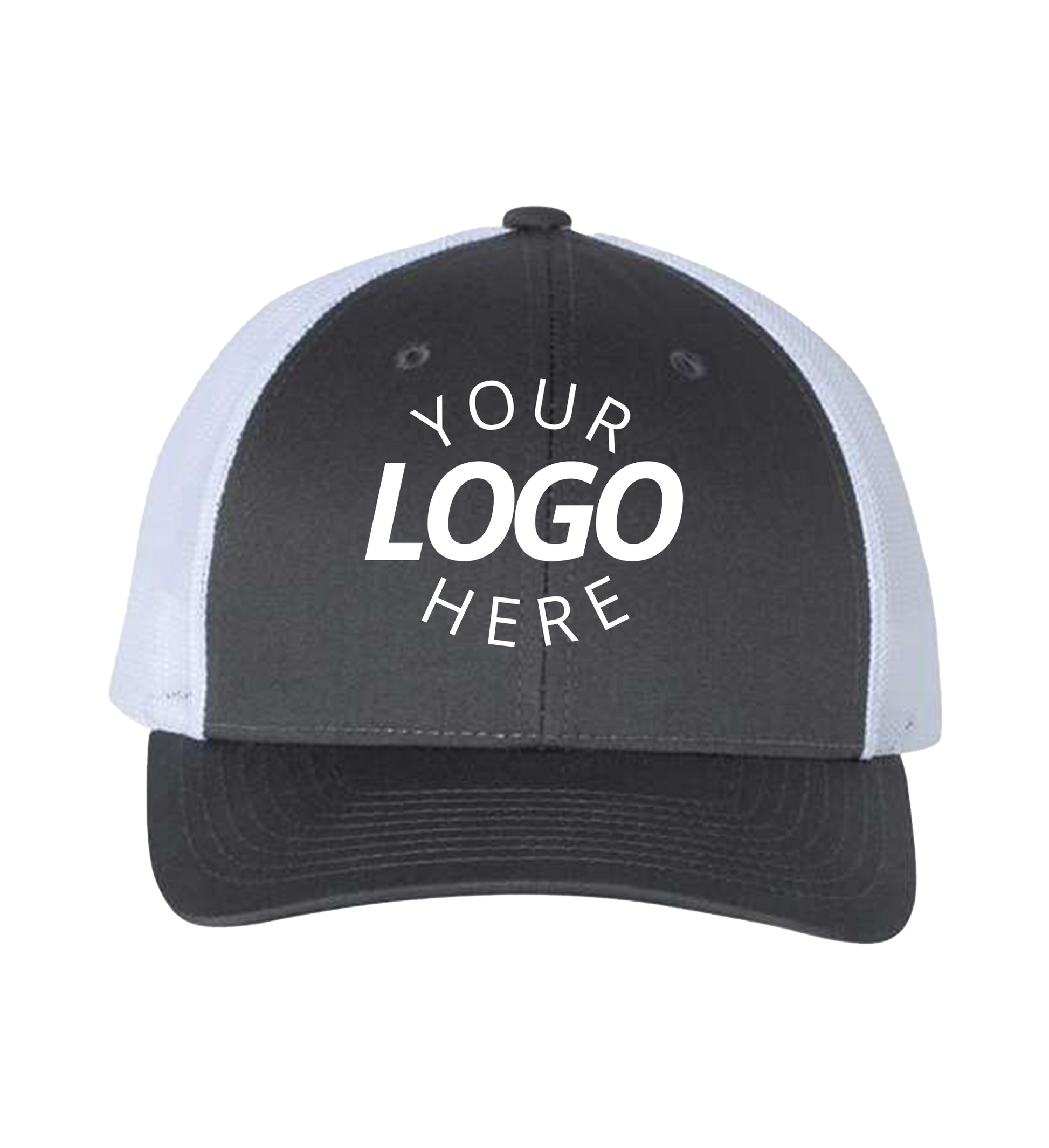Snapback charcoal / white trucker cap with logo on the front