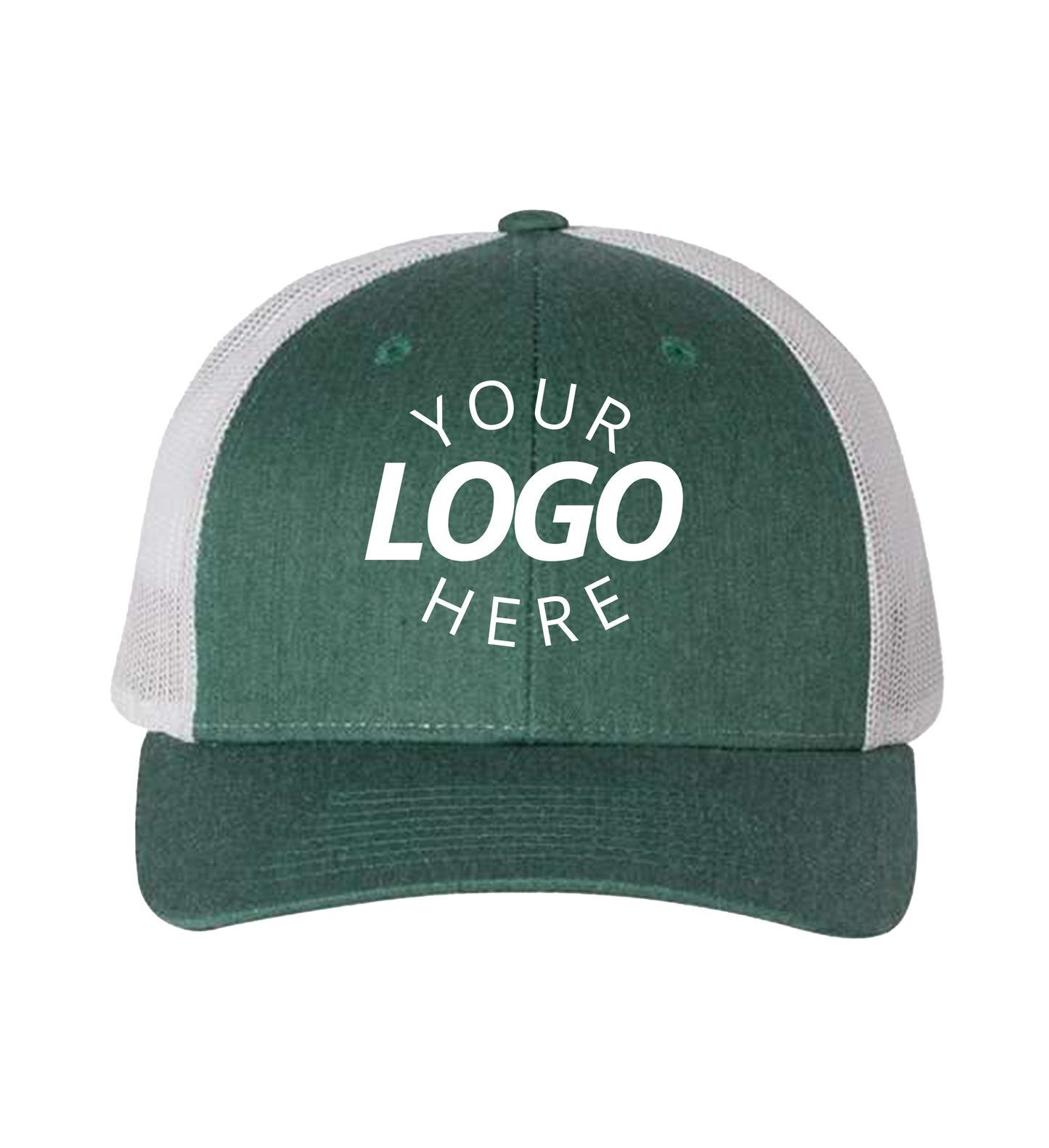 Snapback heather dark green / silver trucker cap with logo on the front