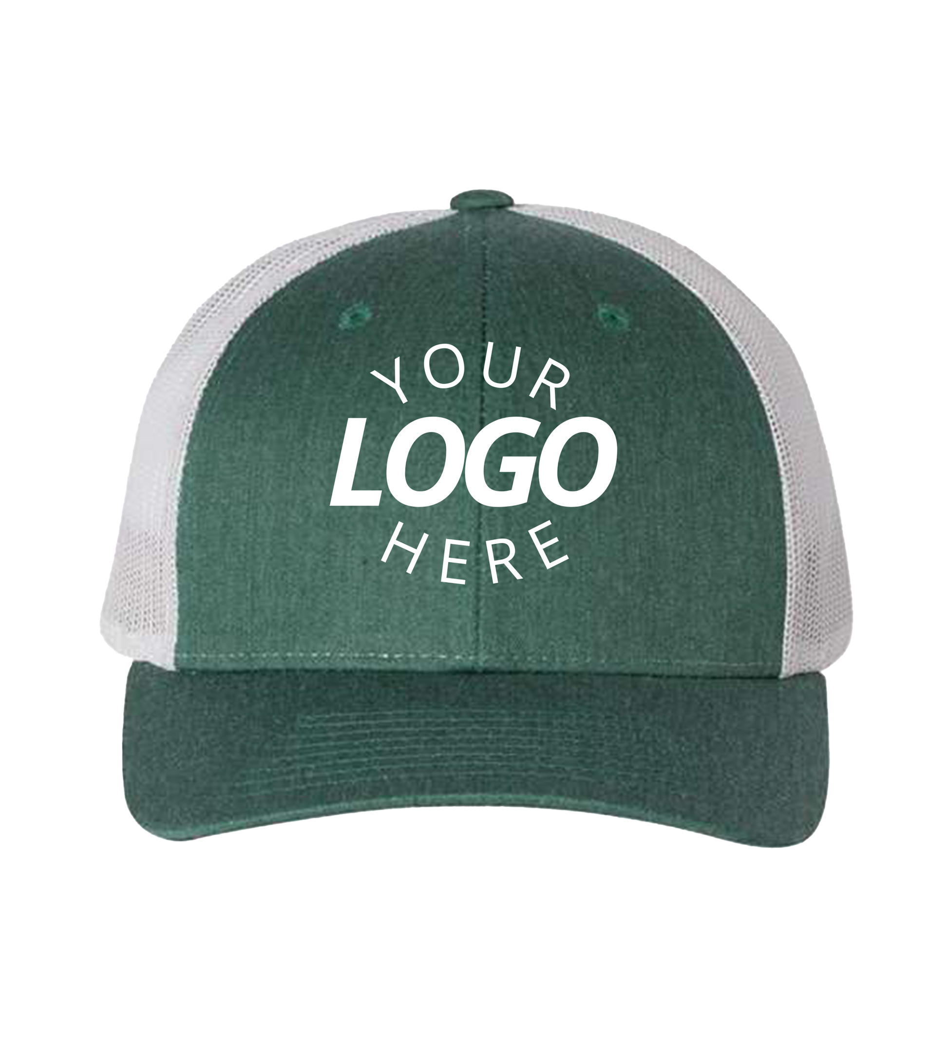 Snapback heather dark green / silver trucker cap with logo on the front