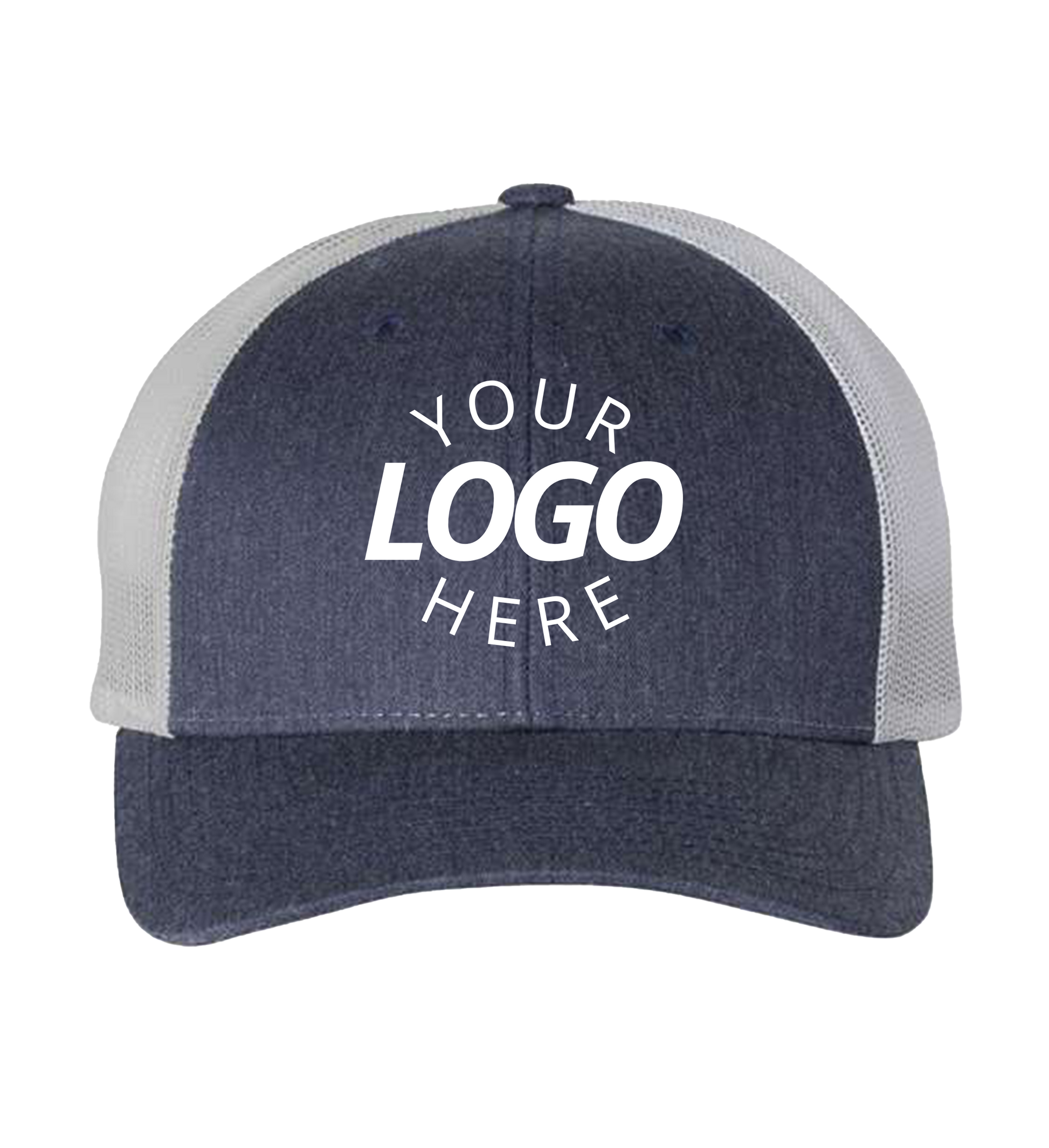 Snapback heather navy / light grey trucker cap with logo on the front