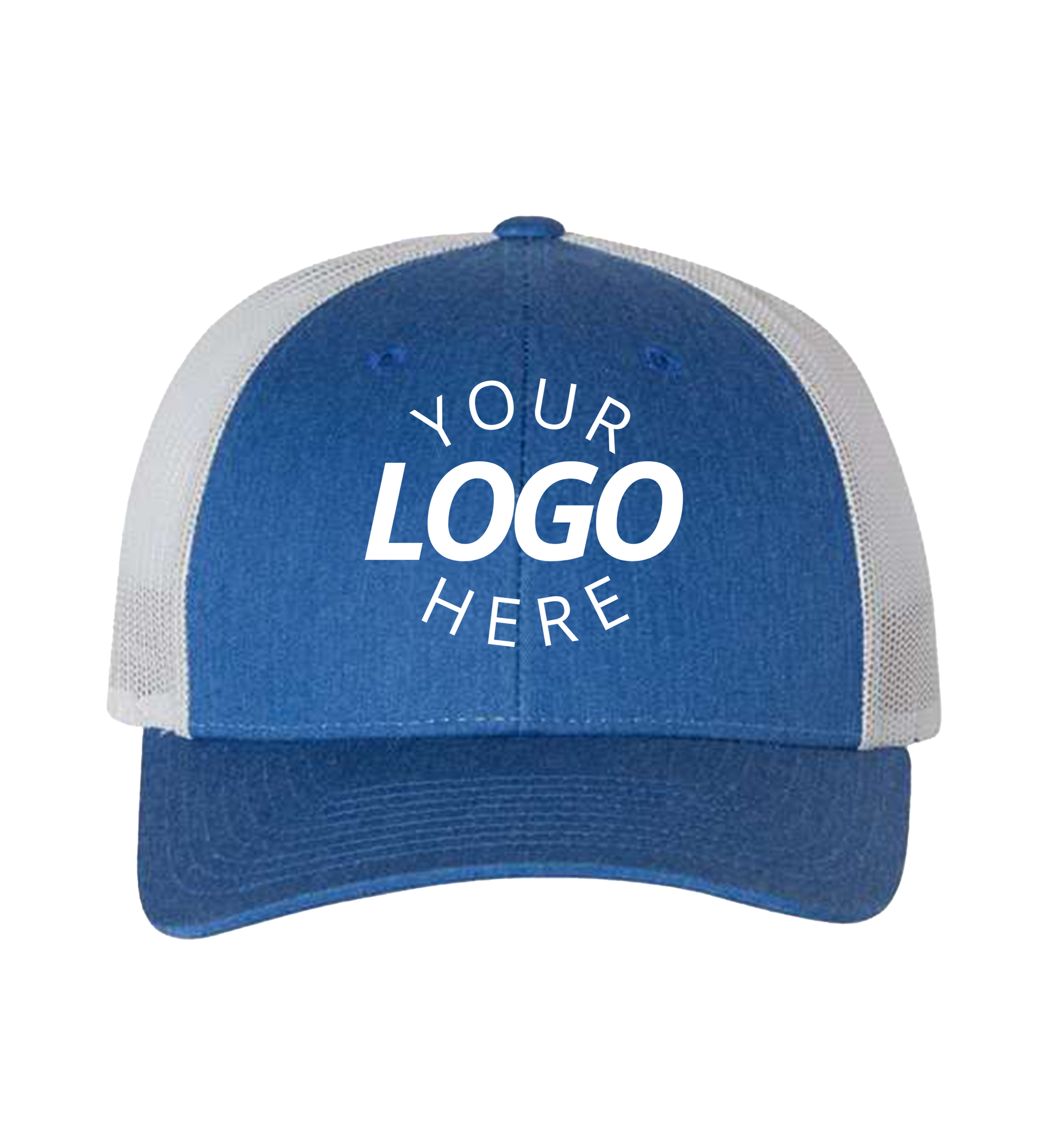 Snapback heather royal / light grey trucker cap with logo on the front