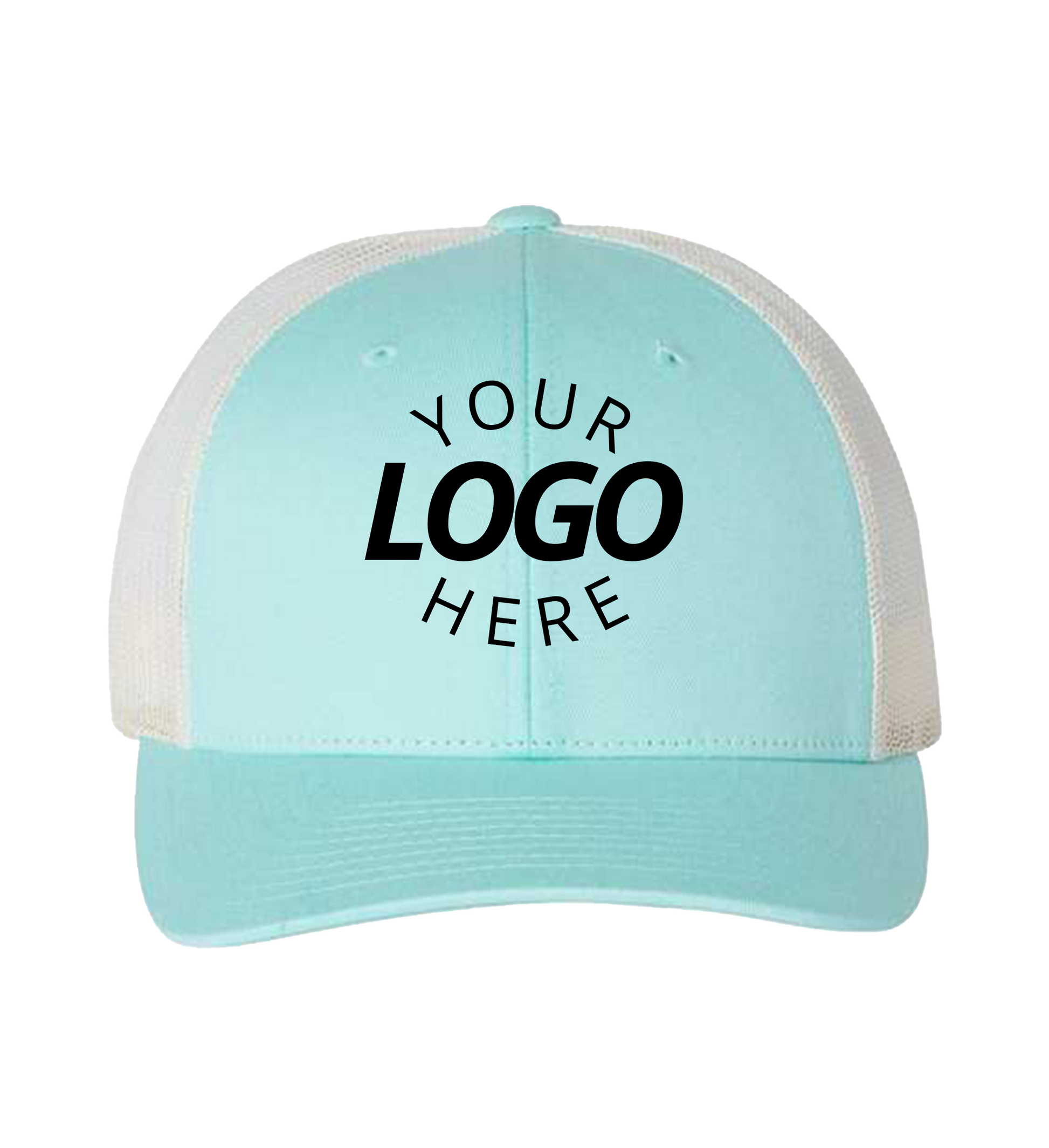 Snapback Aruba Blue / Birch trucker cap with logo on the front