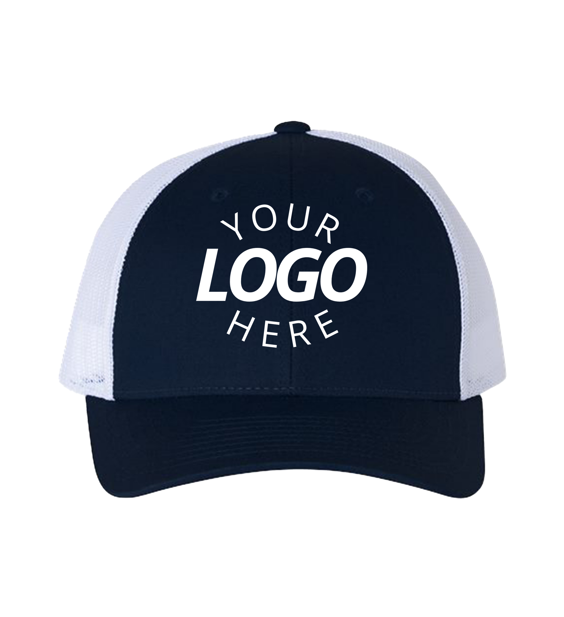 Snapback navy / white trucker cap with logo on the front