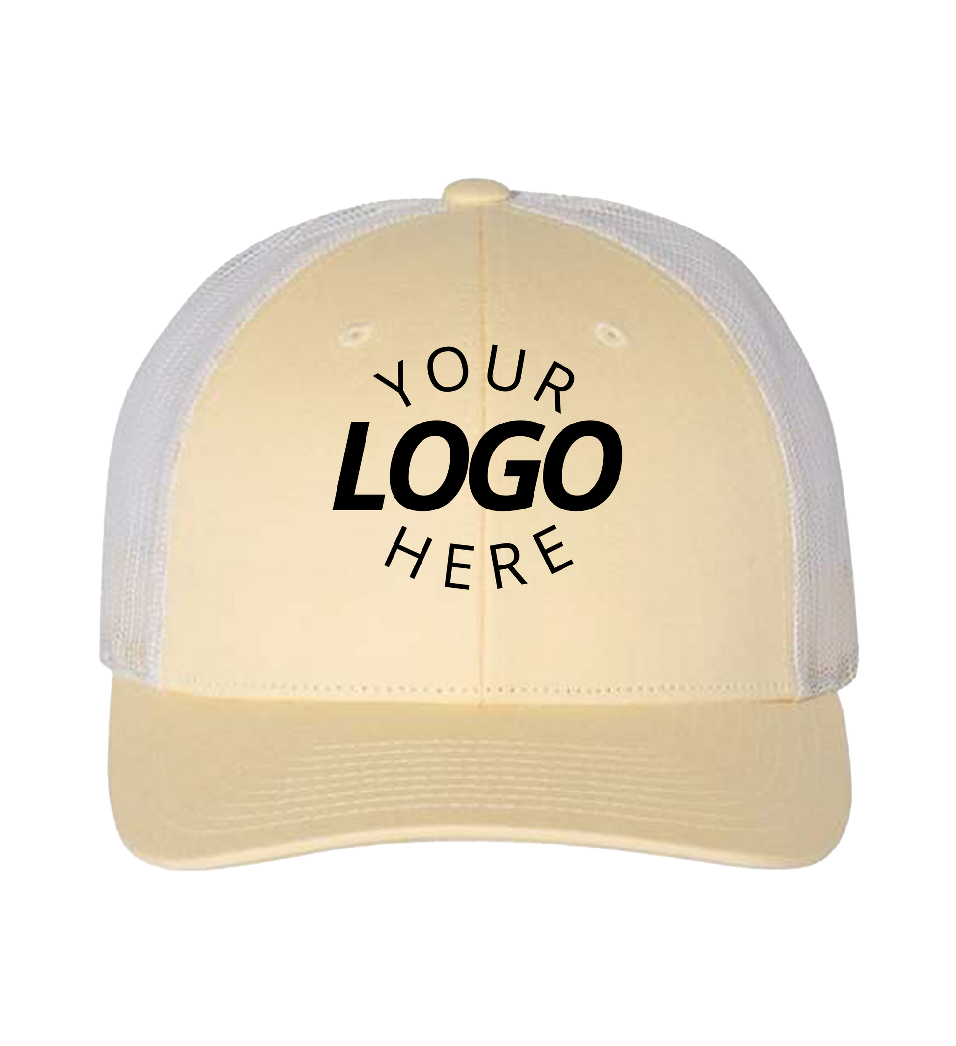 Snapback pale banana / birch trucker cap with logo on the front