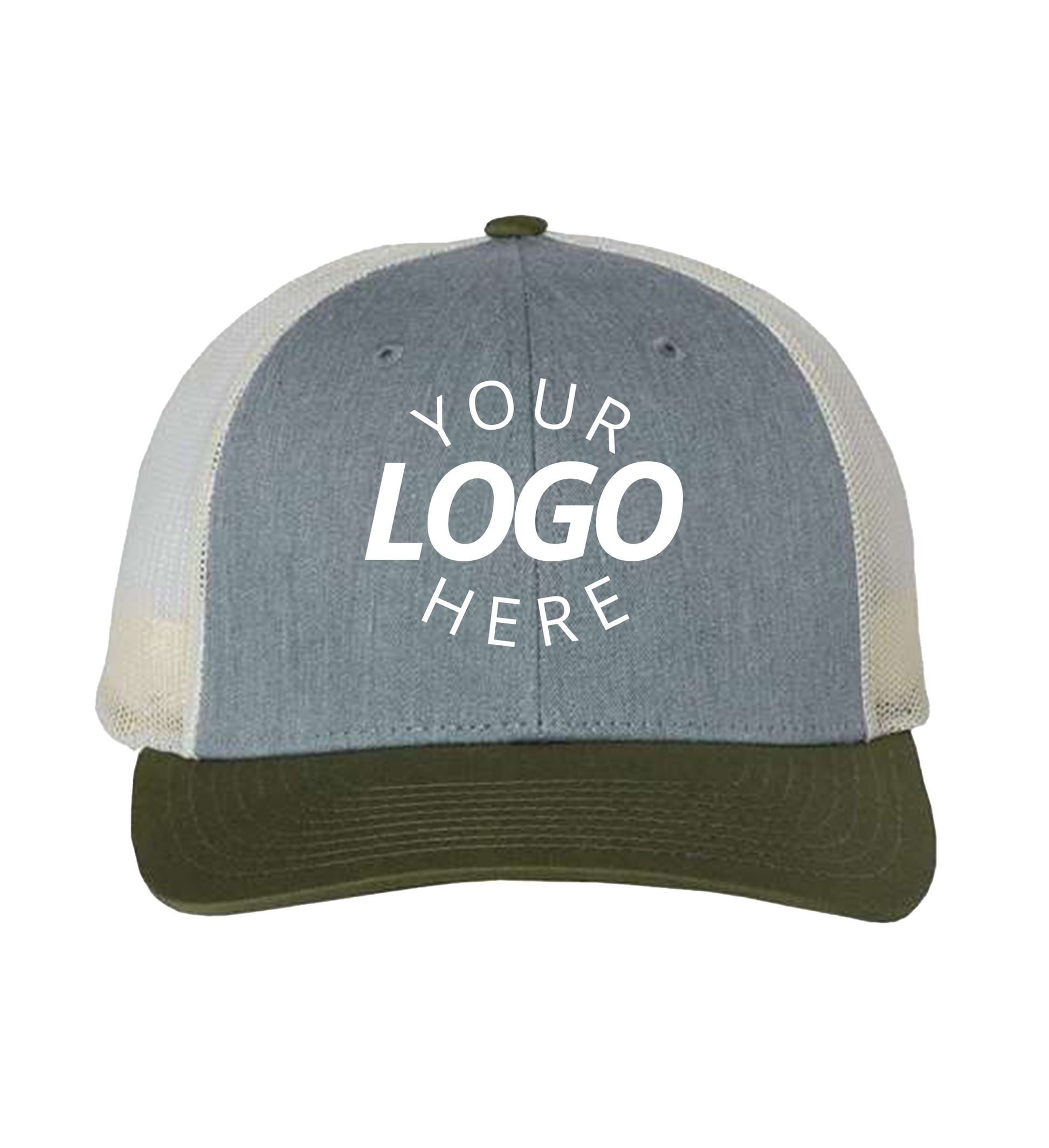 Snapback haether grey / birch / army trucker cap with logo on the front