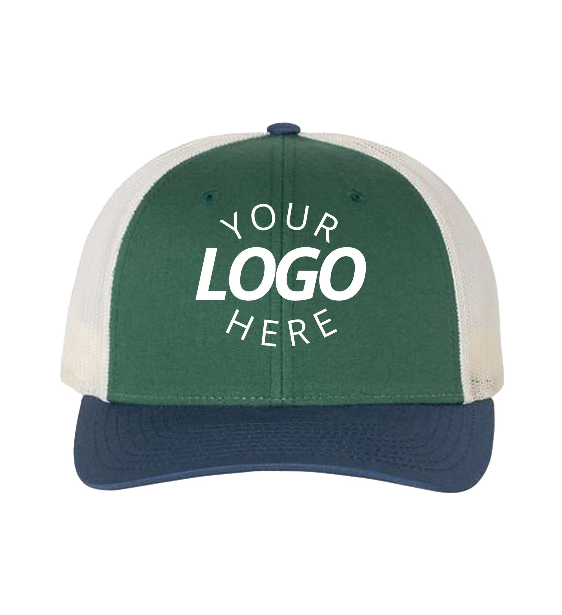 Snapback sunkissed peach / birch trucker cap with logo on the front