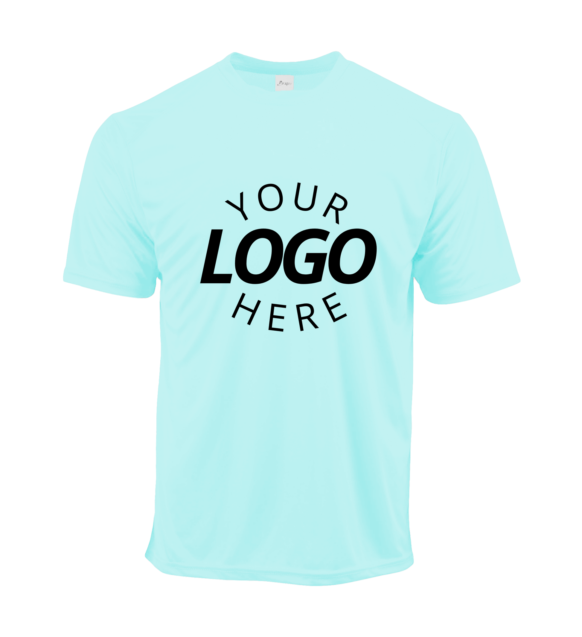 Aqua Blue crew neck men's t-shirt with logo on chest