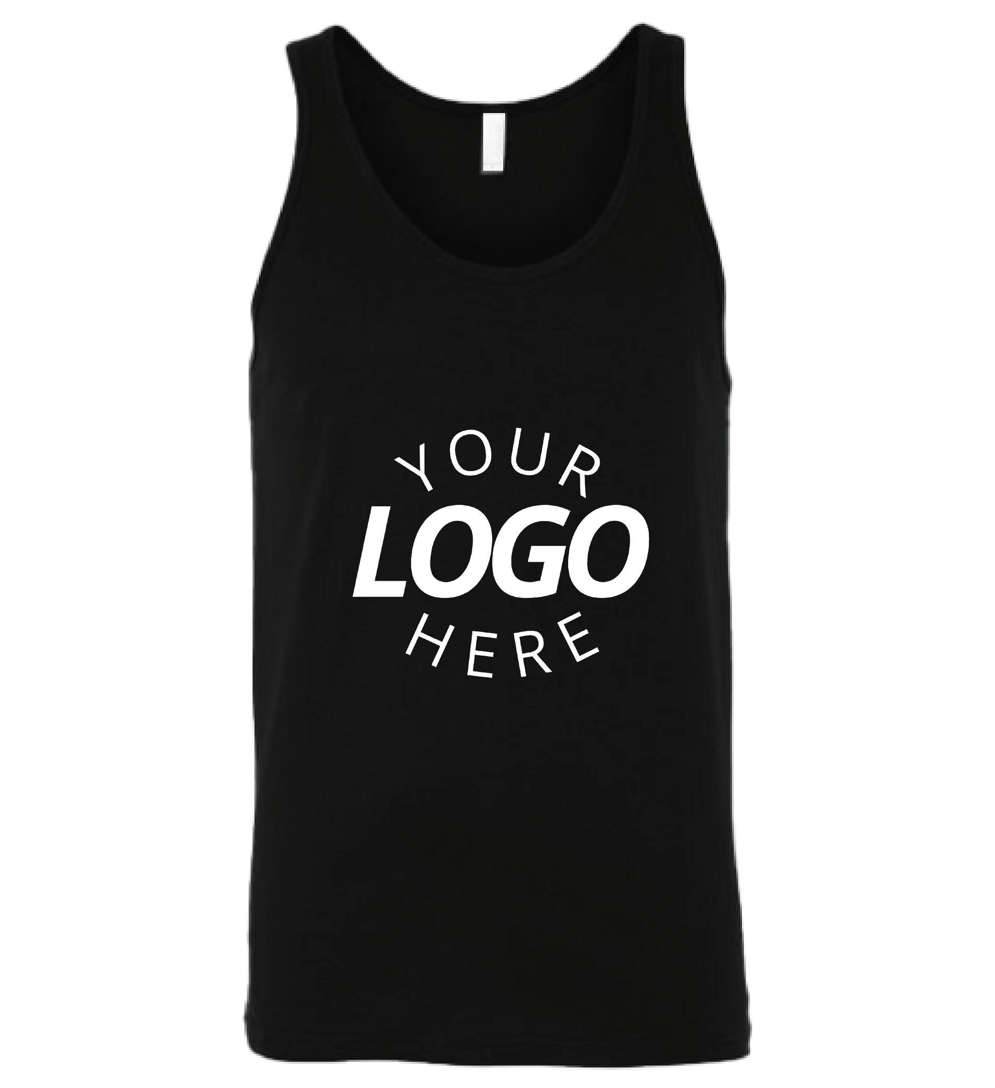 A black customizable blank jersey tank
