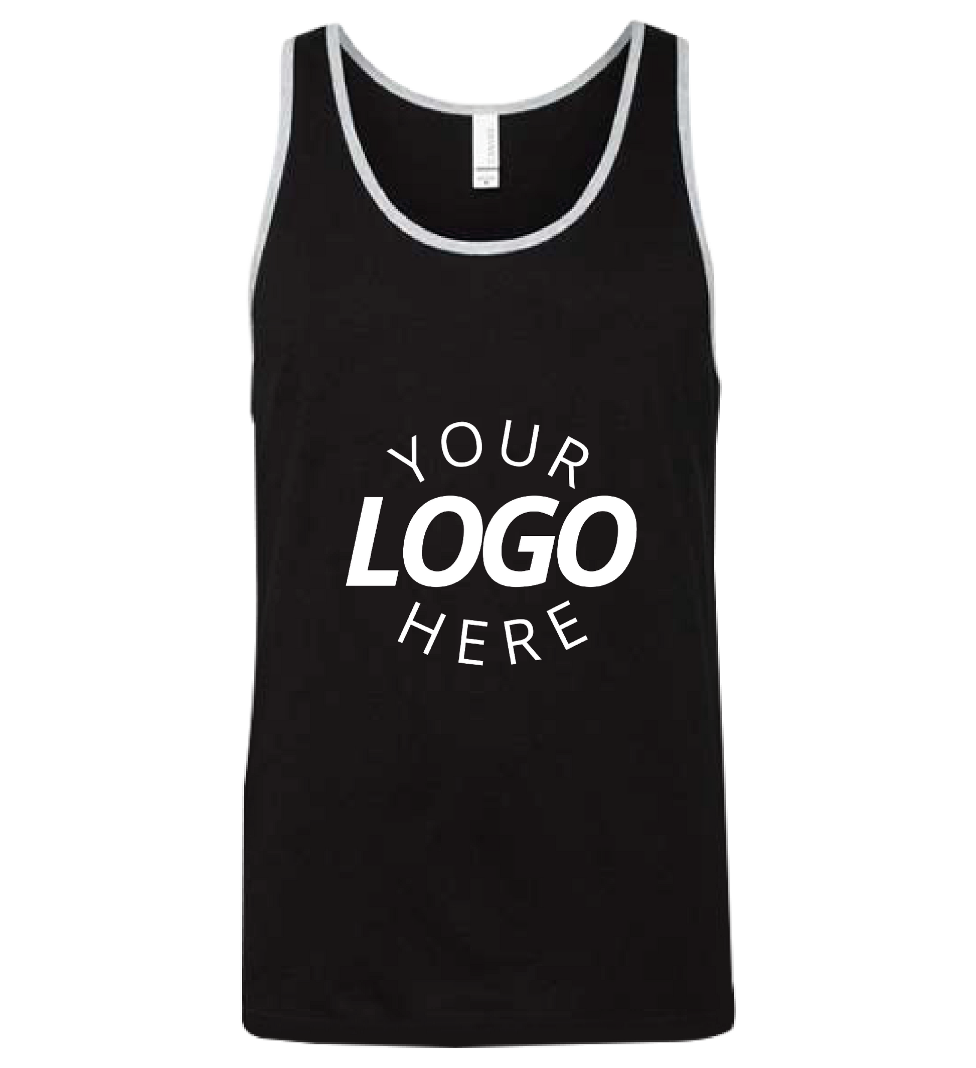 A black and white customizable blank jersey tank
