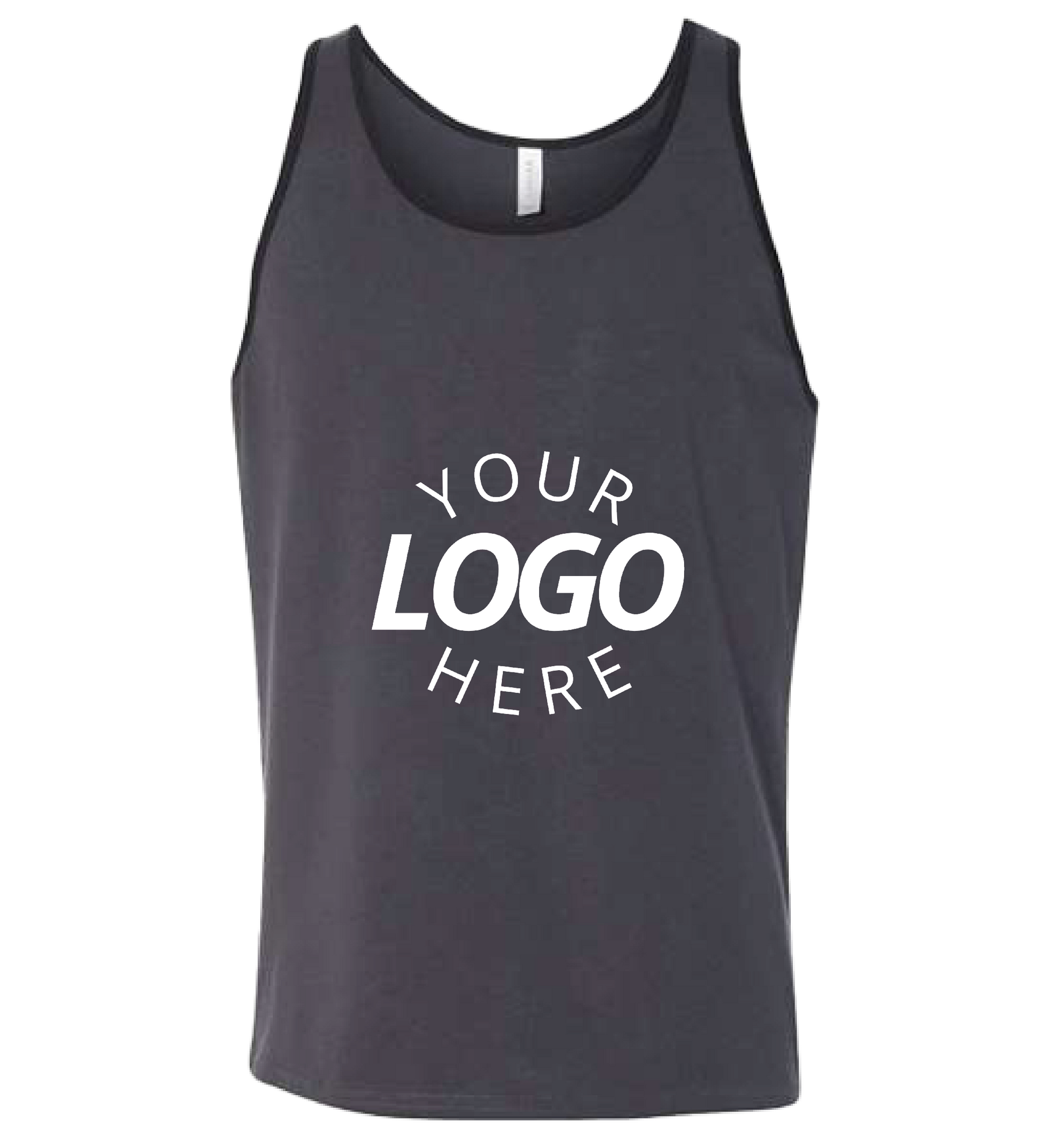 A dark grey customizable blank jersey tank