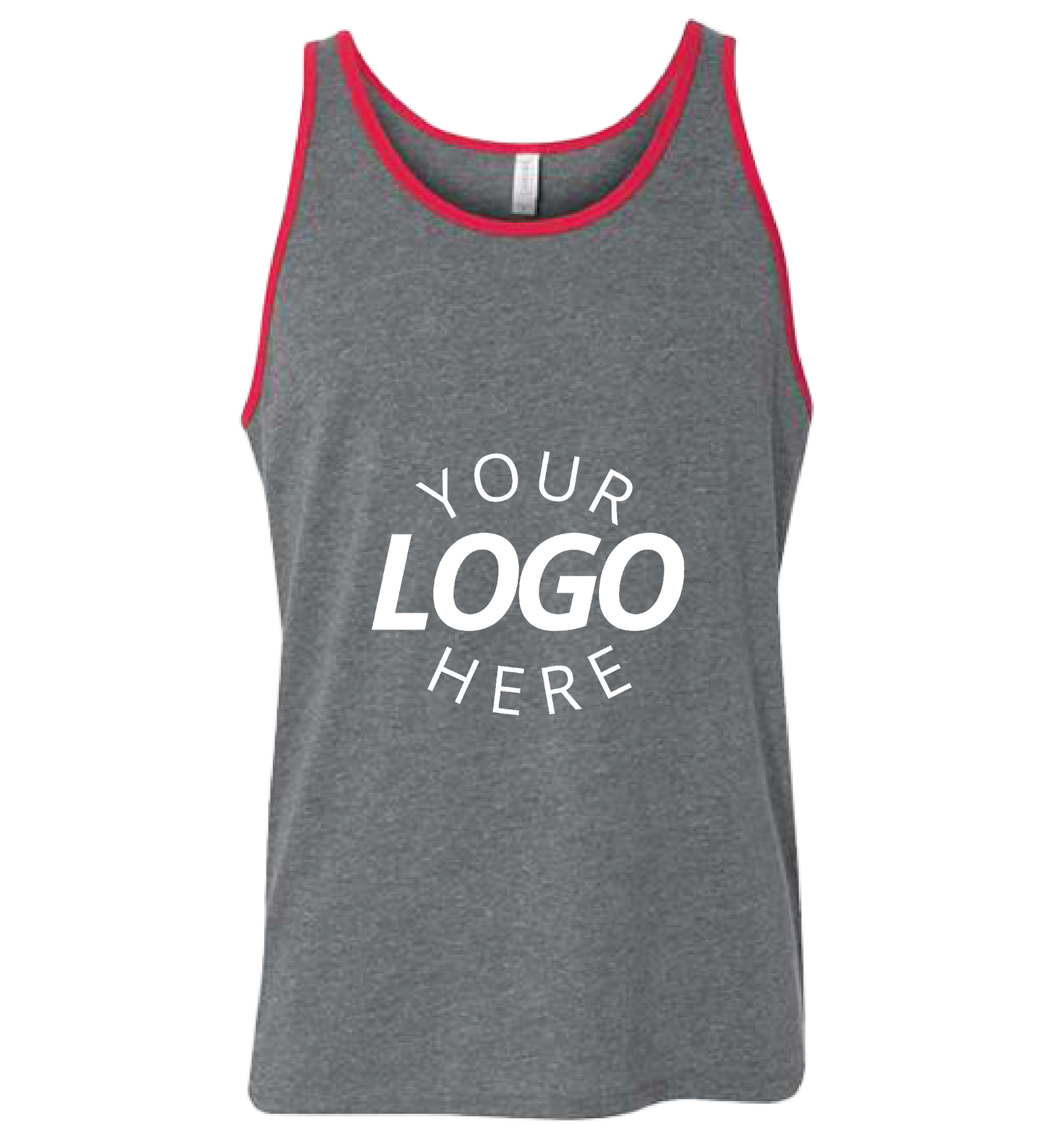 A grey and red customizable blank jersey tank