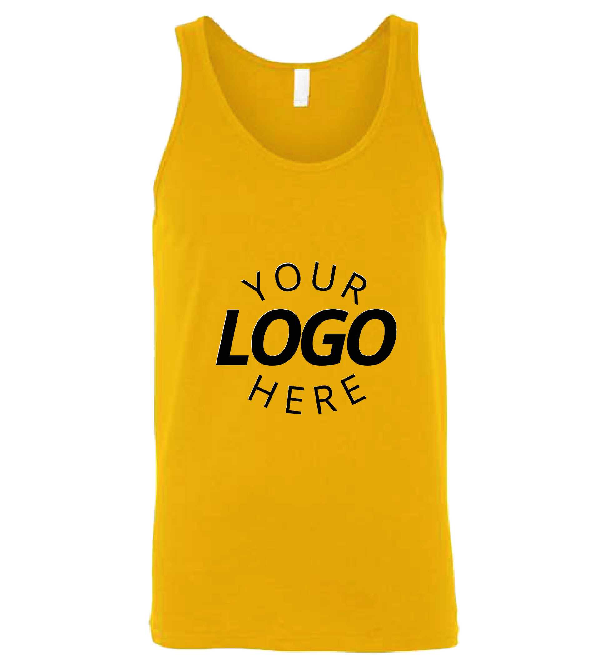 A gold customizable blank jersey tank