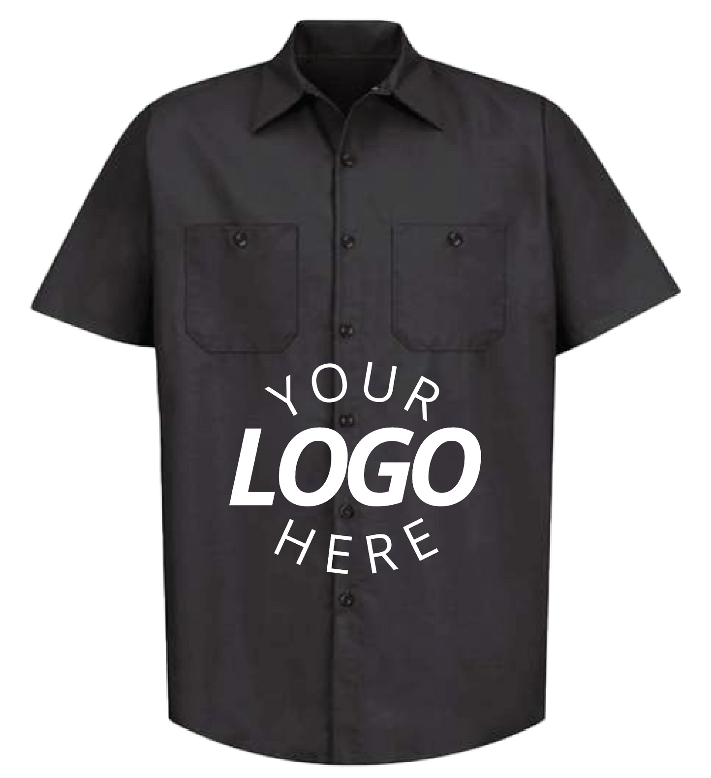 A Black Customizable Industrial Short Sleeve Work Shirt
