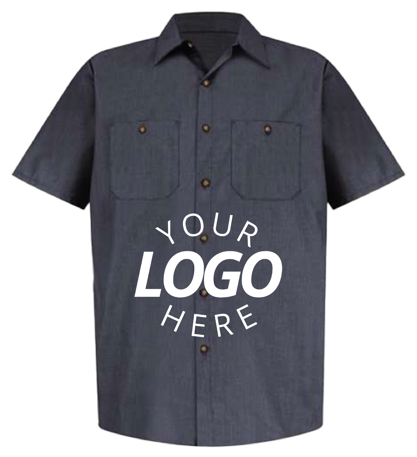 A Blue Charcoal Customizable Industrial Short Sleeve Work Shirt