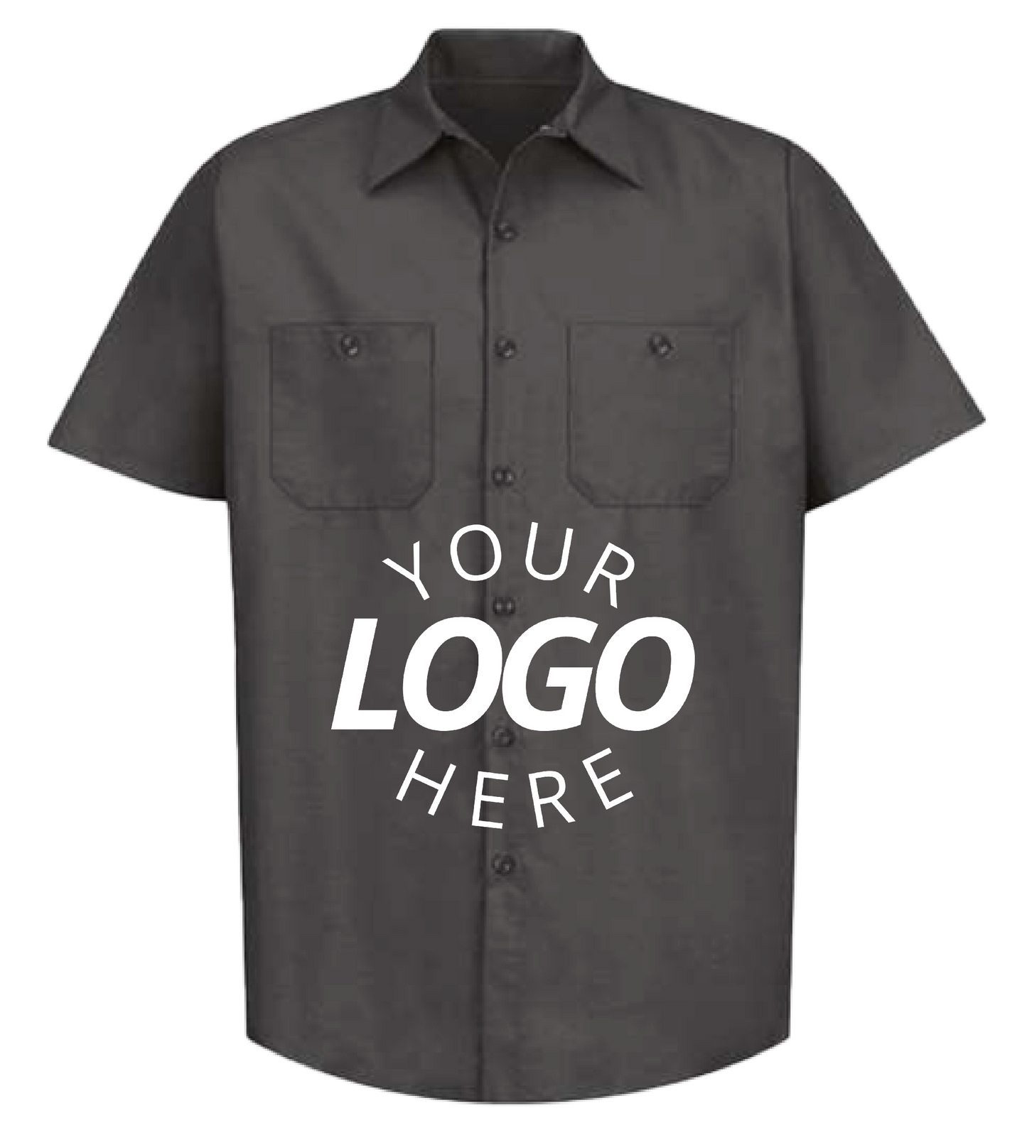 A Charcoal Customizable Industrial Short Sleeve Work Shirt