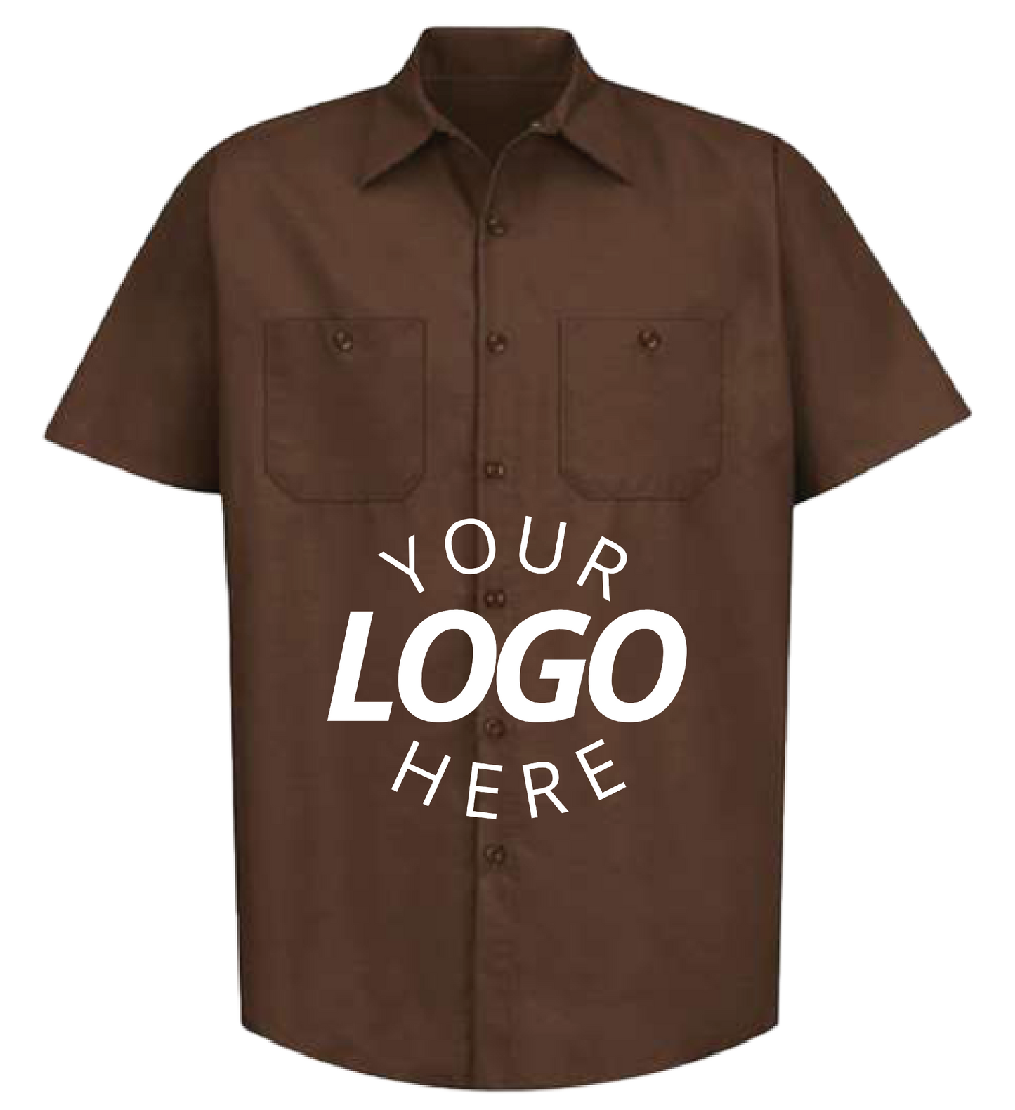 A Chocolate Color Customizable Industrial Short Sleeve Work Shirt