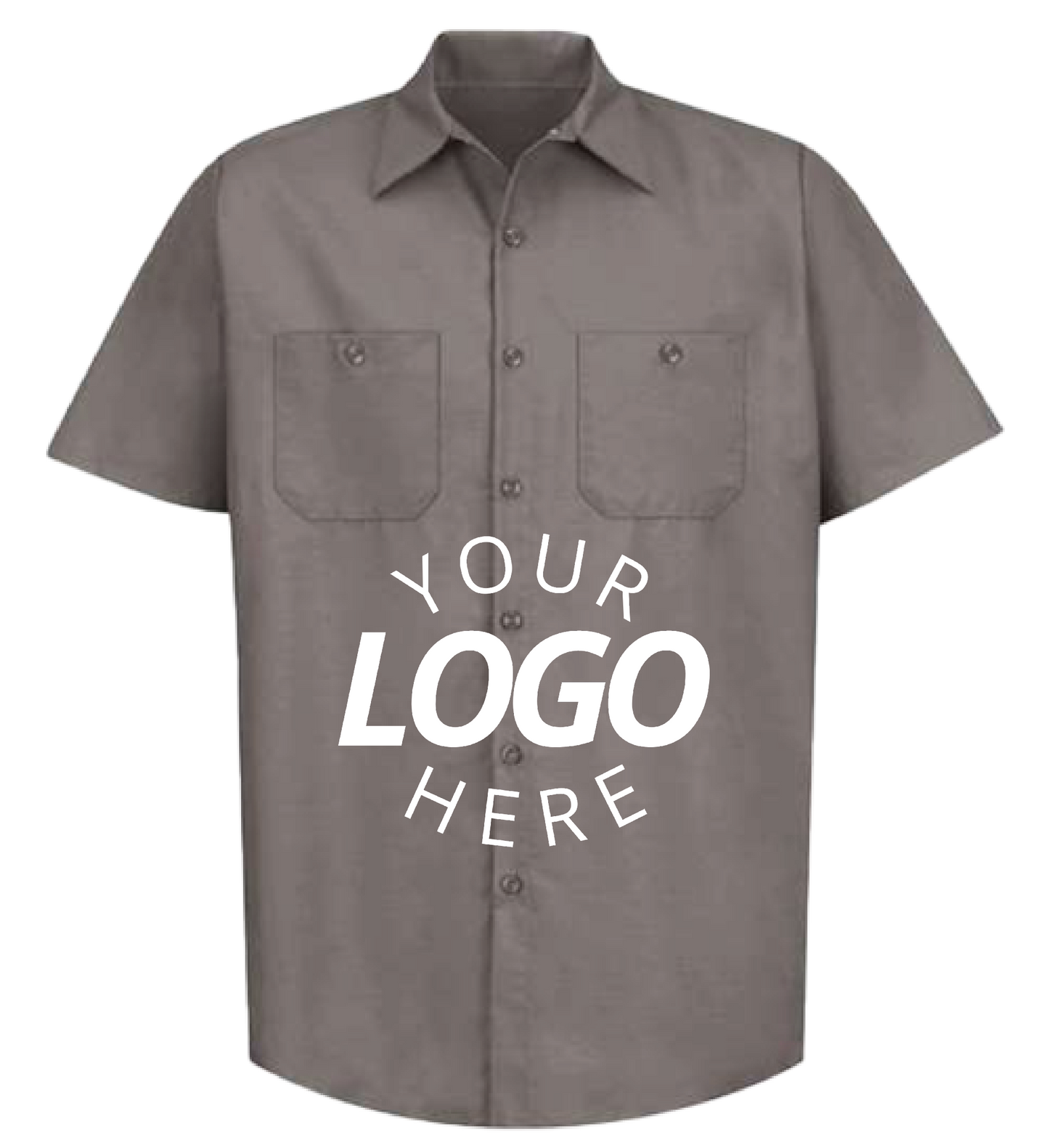 A Grey Customizable Industrial Short Sleeve Work Shirt
