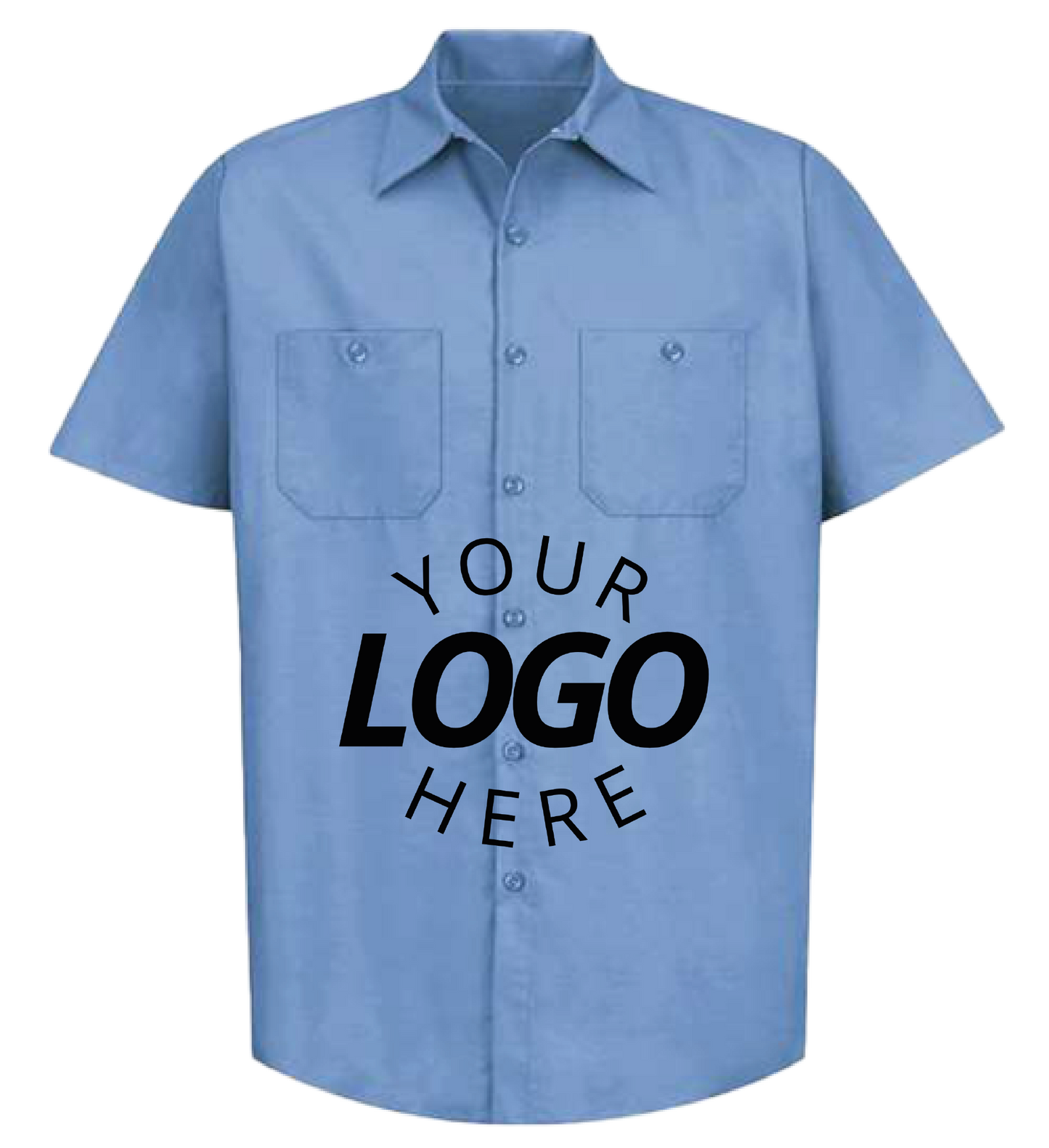 A Light Blue Customizable Industrial Short Sleeve Work Shirt