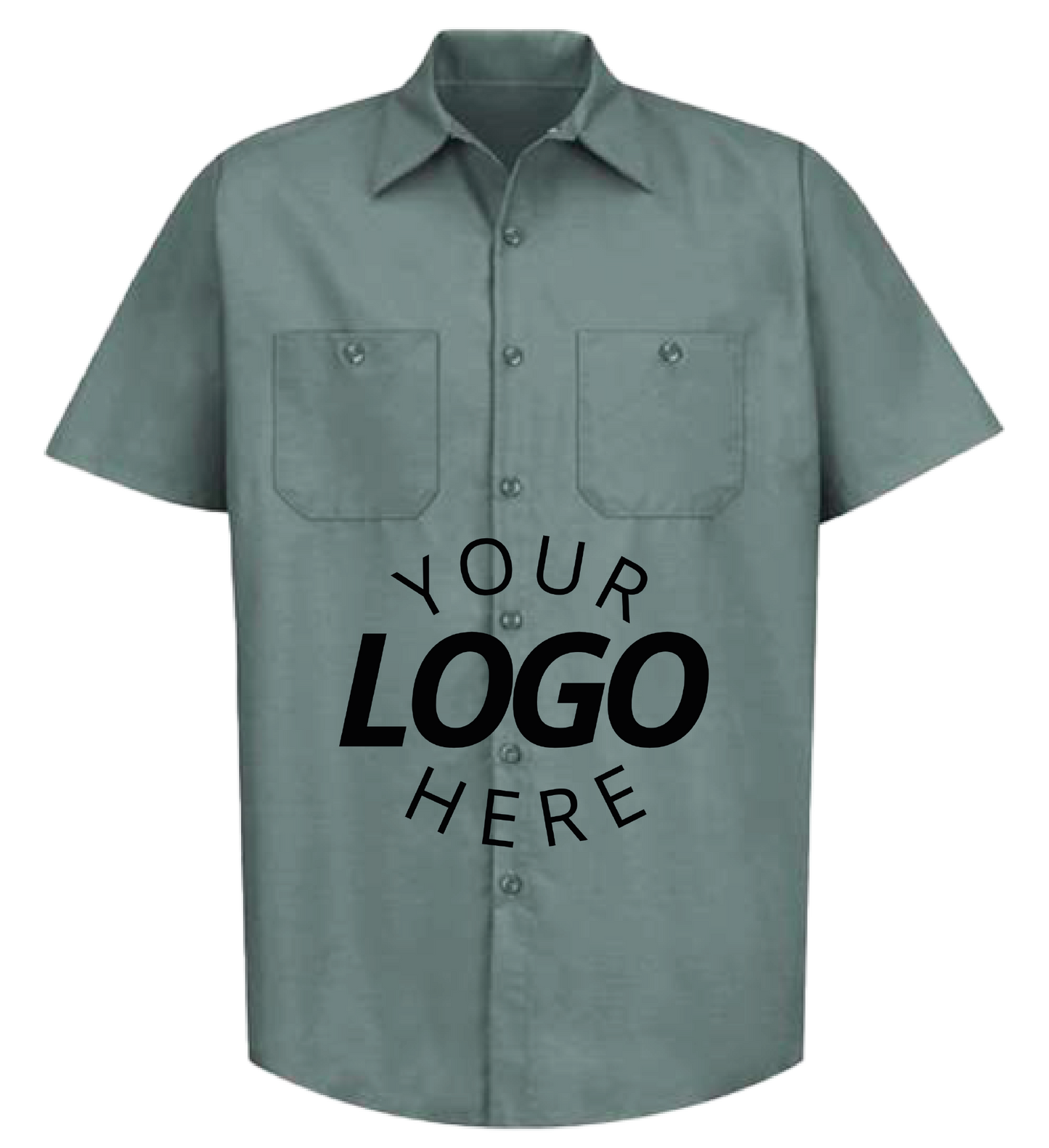 A Light Green Customizable Industrial Short Sleeve Work Shirt