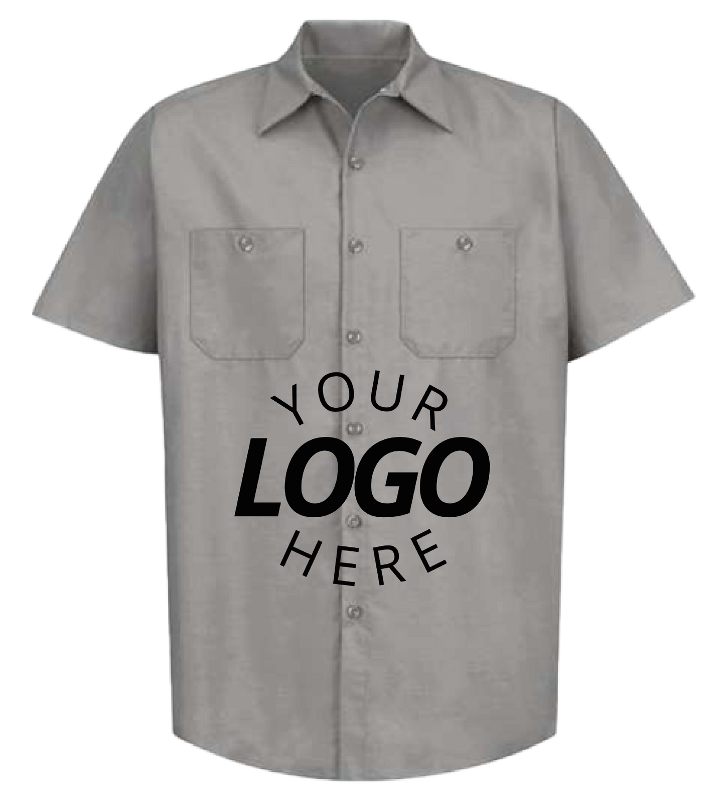 A Light Grey Customizable Industrial Short Sleeve Work Shirt